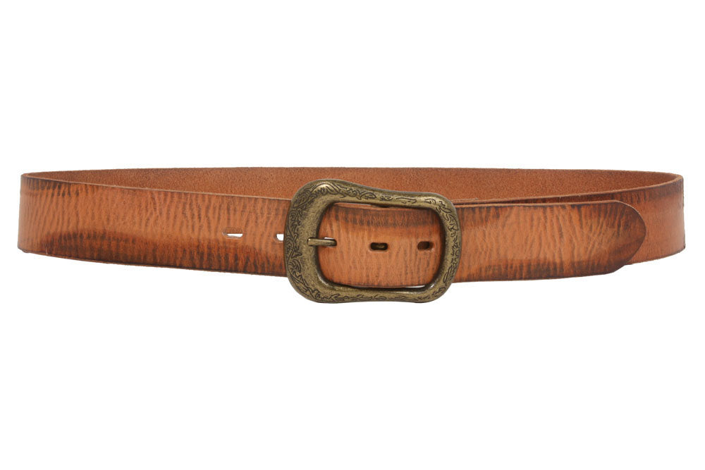 Snap On 1 1/2" Soft Hand Genuine Vintage Cowhide Full Grain Leather Casual Belt - OnlineBelts