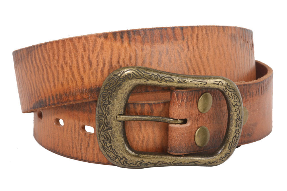 Snap On 1 1/2" Soft Hand Genuine Vintage Cowhide Full Grain Leather Casual Belt - OnlineBelts