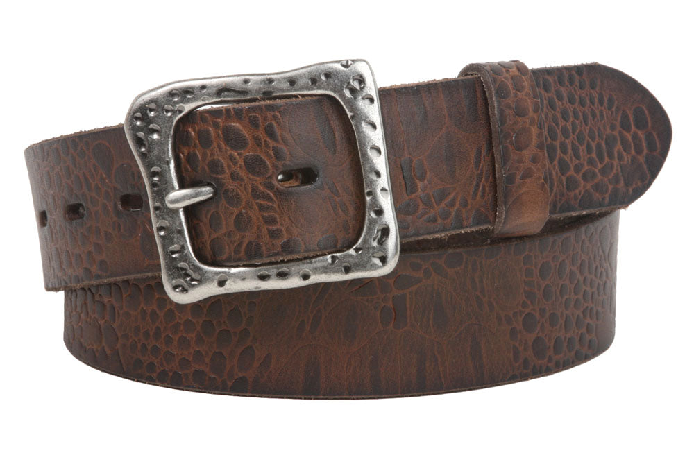 Snap On 1 1/2" Soft Hand Vintage Genuine Cowhide Full Grain Leather Casual Belt - OnlineBelts