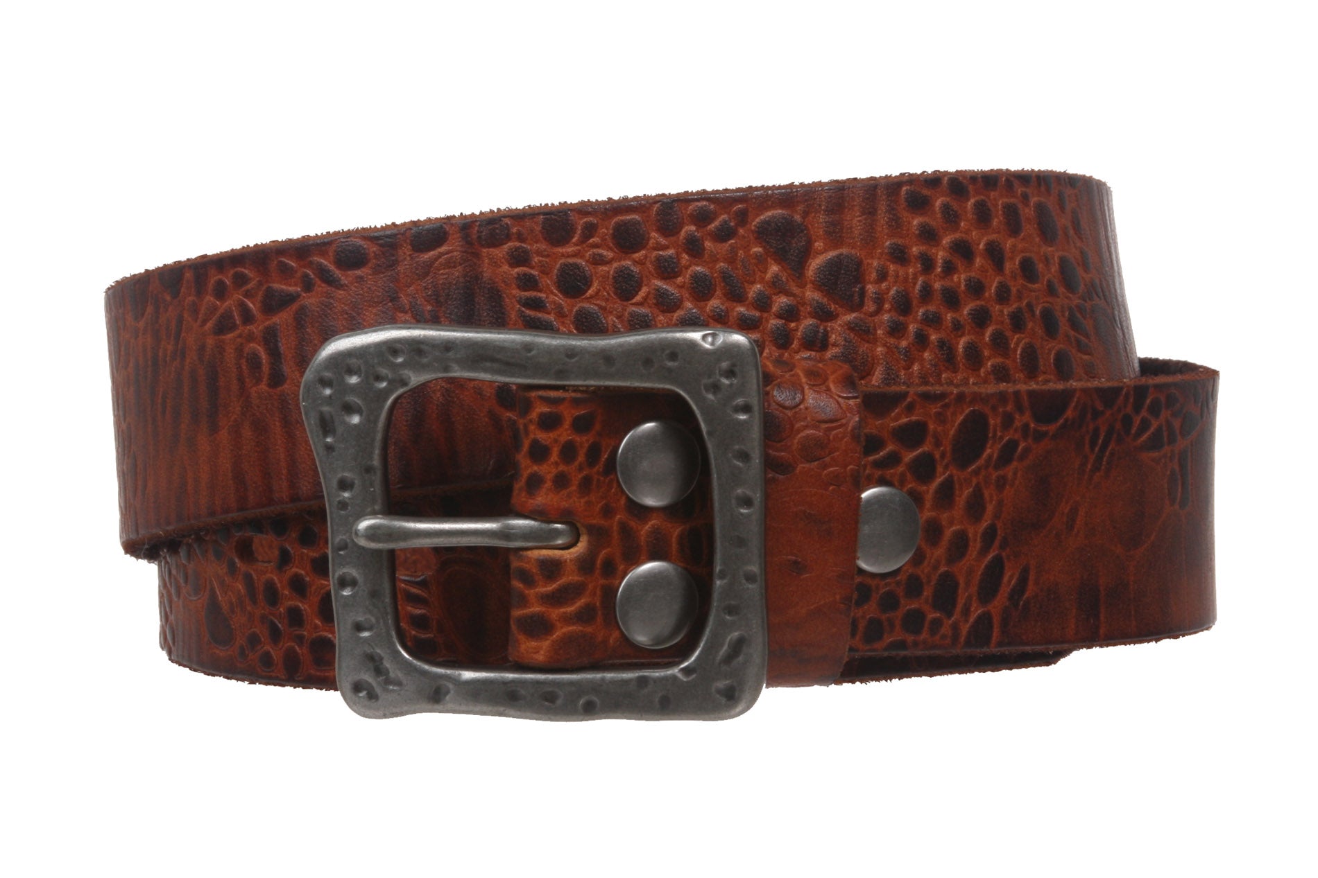 Snap On 1 1/2" Soft Hand Vintage Genuine Cowhide Full Grain Leather Casual Belt - OnlineBelts