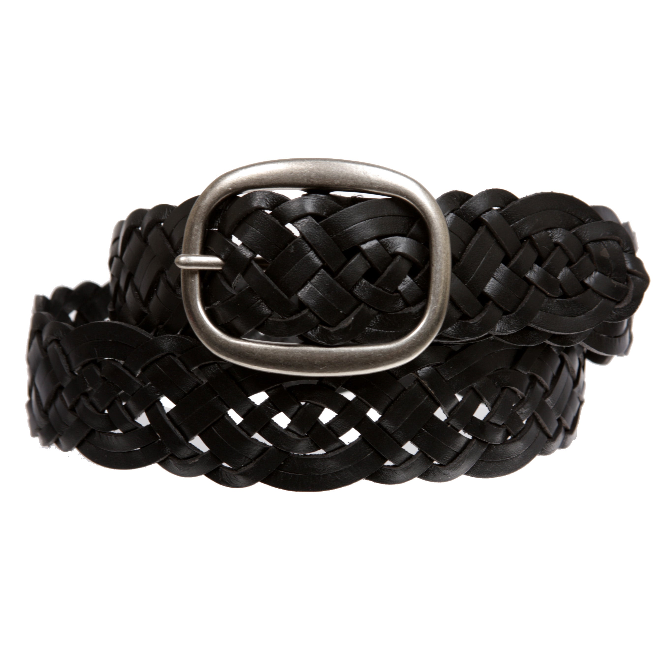 1 1/2" (37 mm) Women's Oval Braided Woven Leather Belt - OnlineBelts