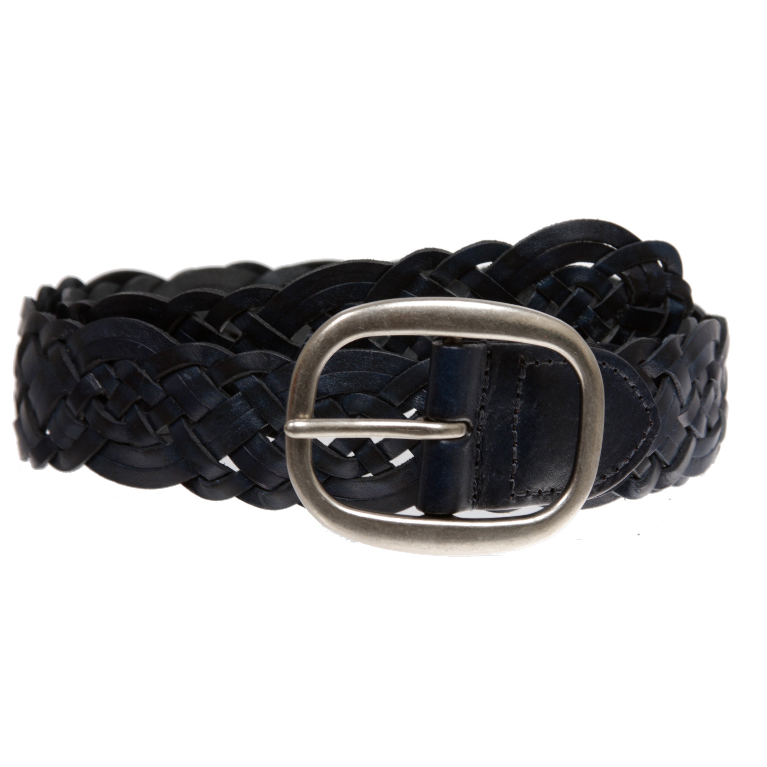 1 1/2" (37 mm) Women's Oval Braided Woven Leather Belt - OnlineBelts