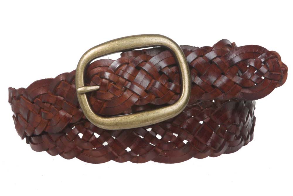 Womens Braided Woven Genuine Leather Belt - OnlineBelts