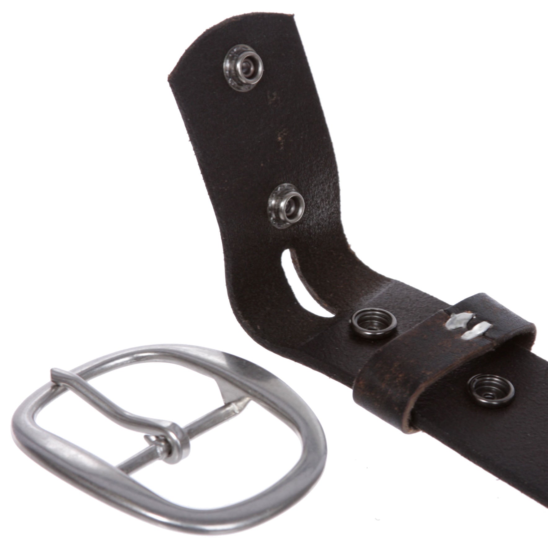 1 1/2" (38 mm) Snap on Flower Embossed Vintage Leather Oval Jean Belt - OnlineBelts