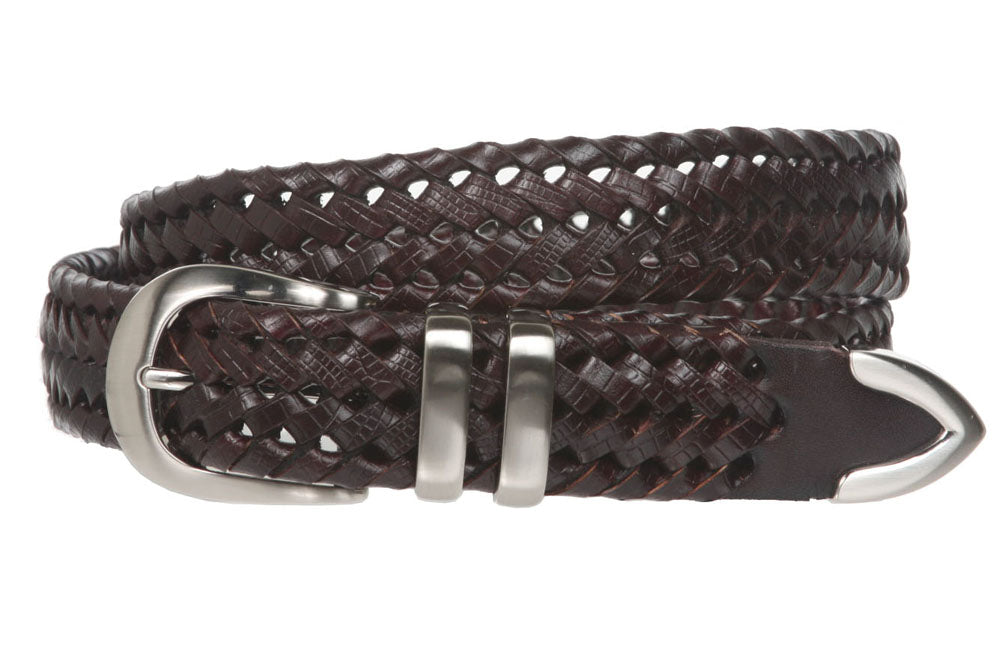 Men's 1 1/8 Inch (30 mm) Braided Leather Dress Belt - OnlineBelts
