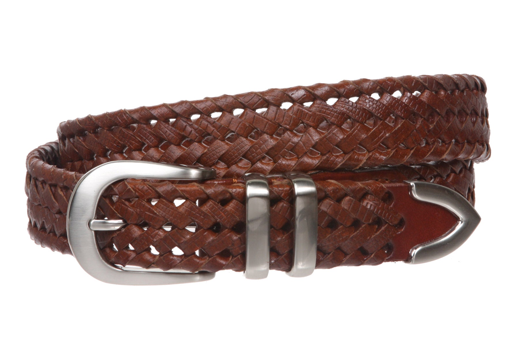 Men's 1 1/8 Inch (30 mm) Braided Leather Dress Belt - OnlineBelts