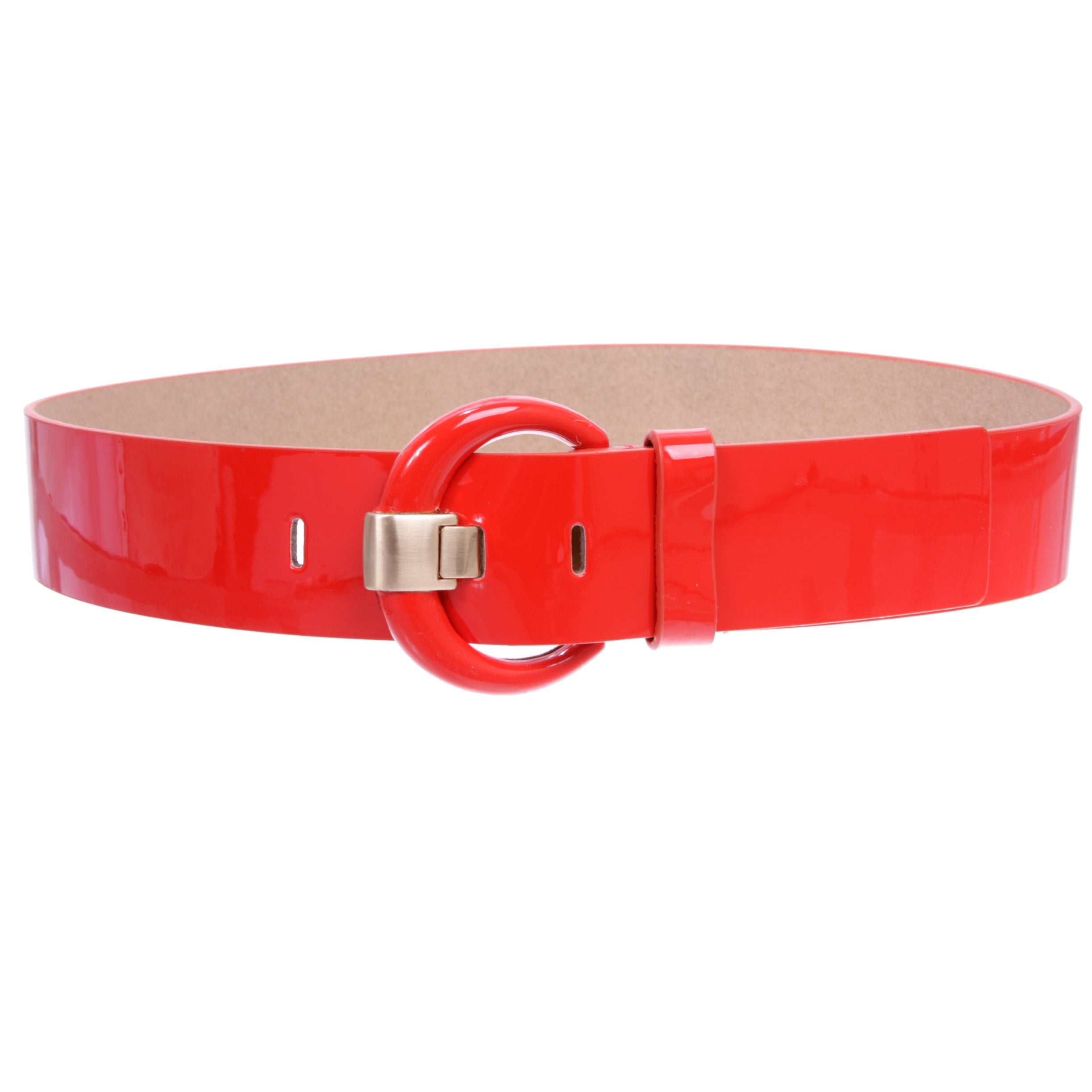 Women's 2" Wide High Waist Patent Leather Fashion Round Belt - OnlineBelts