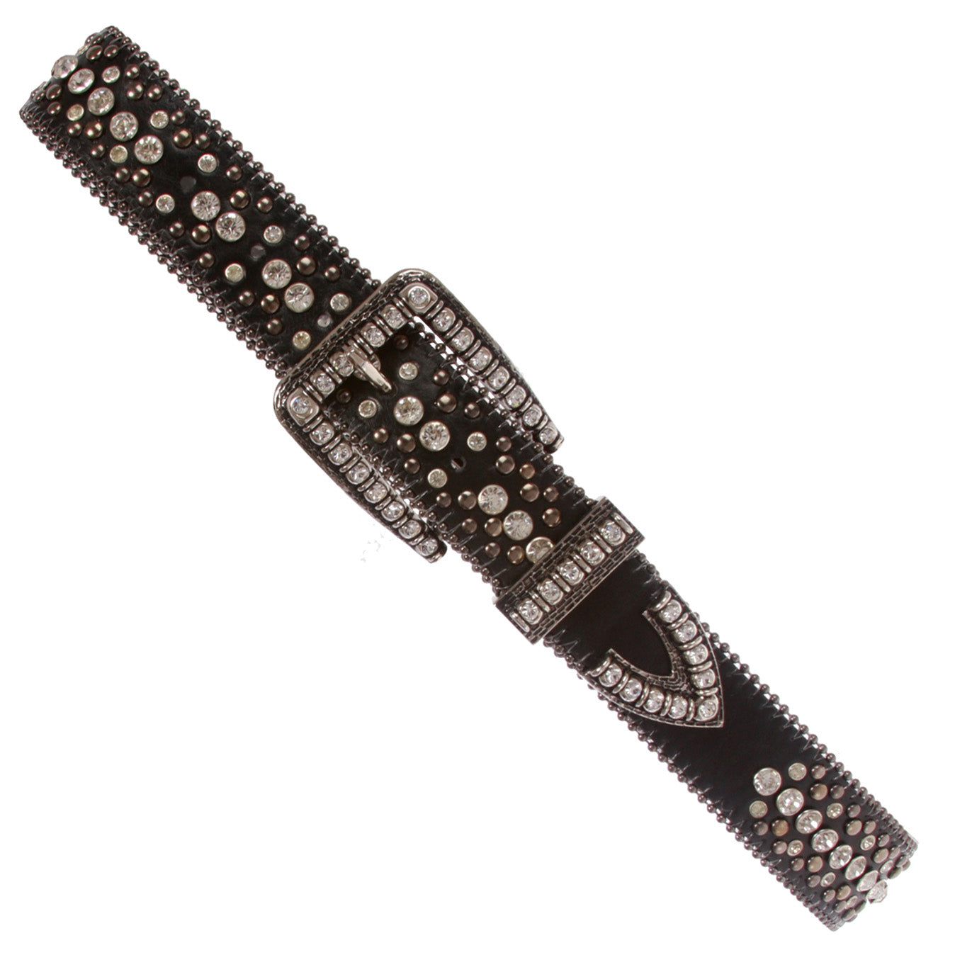 Cowgirl Western Rhinestone Studs Rectangular Bling Belt - OnlineBelts