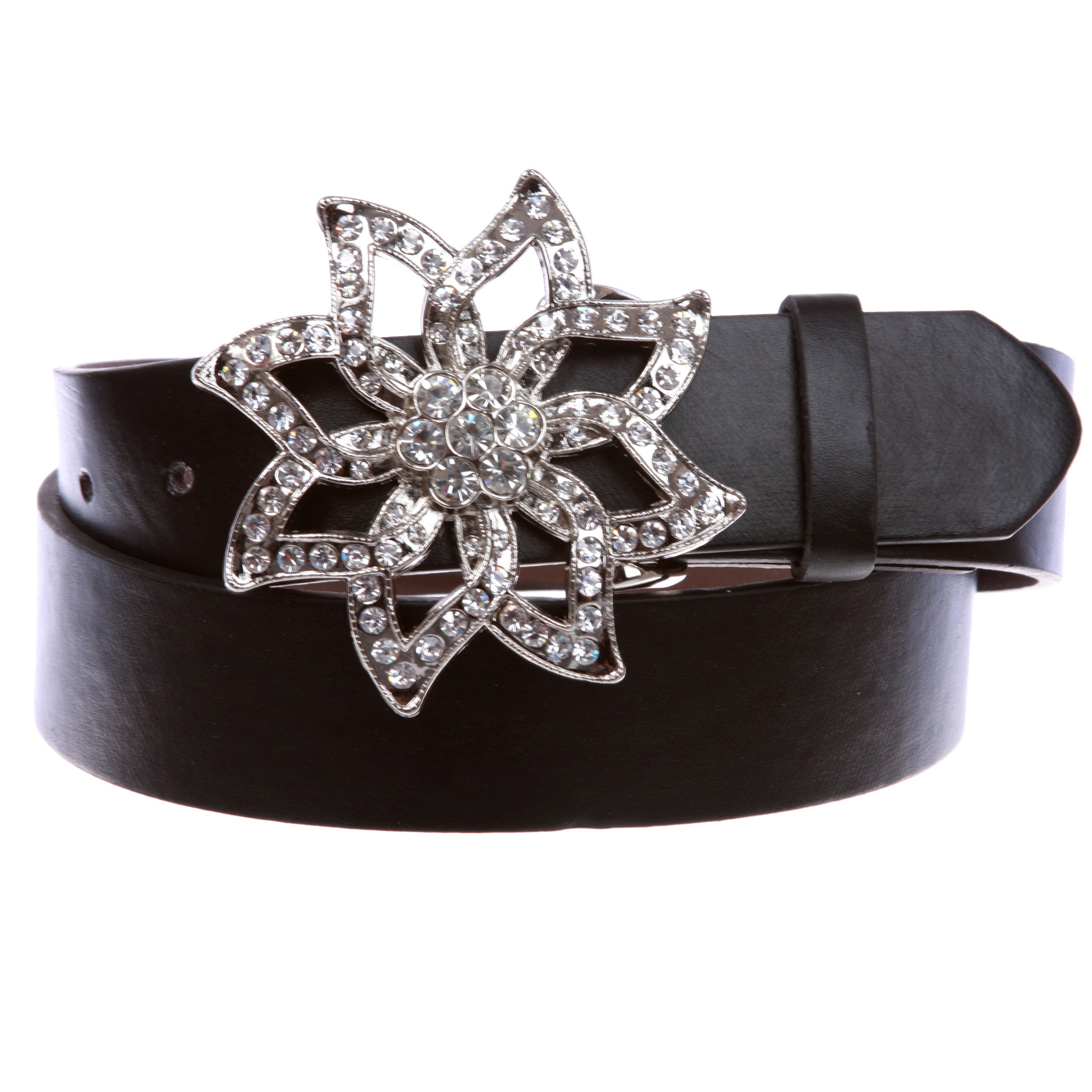 1 1/2" Women's Snap On Rhinestone Floral Fashion Belt Multi-Color Options - OnlineBelts