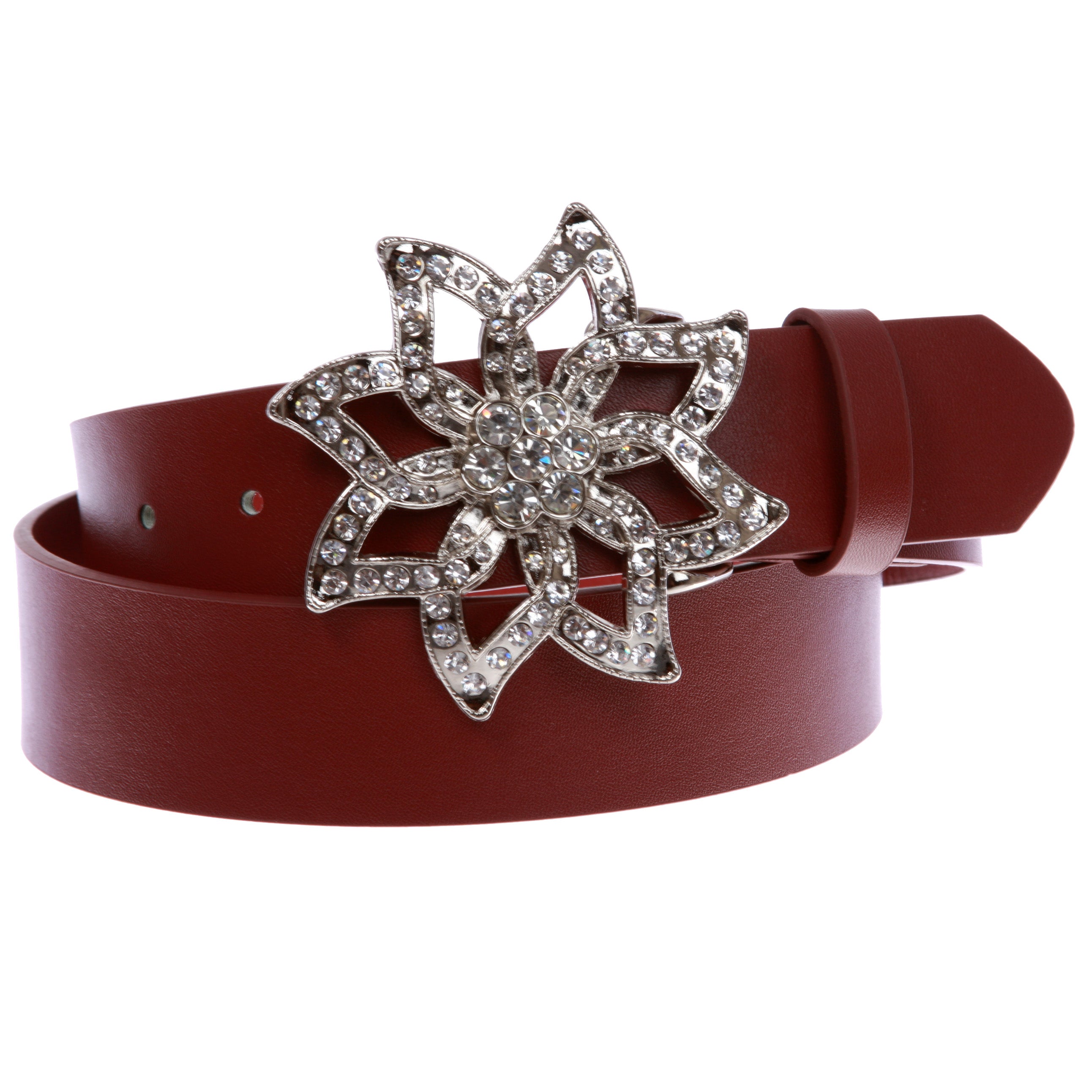 1 1/2" Women's Snap On Rhinestone Floral Fashion Belt Multi-Color Options - OnlineBelts