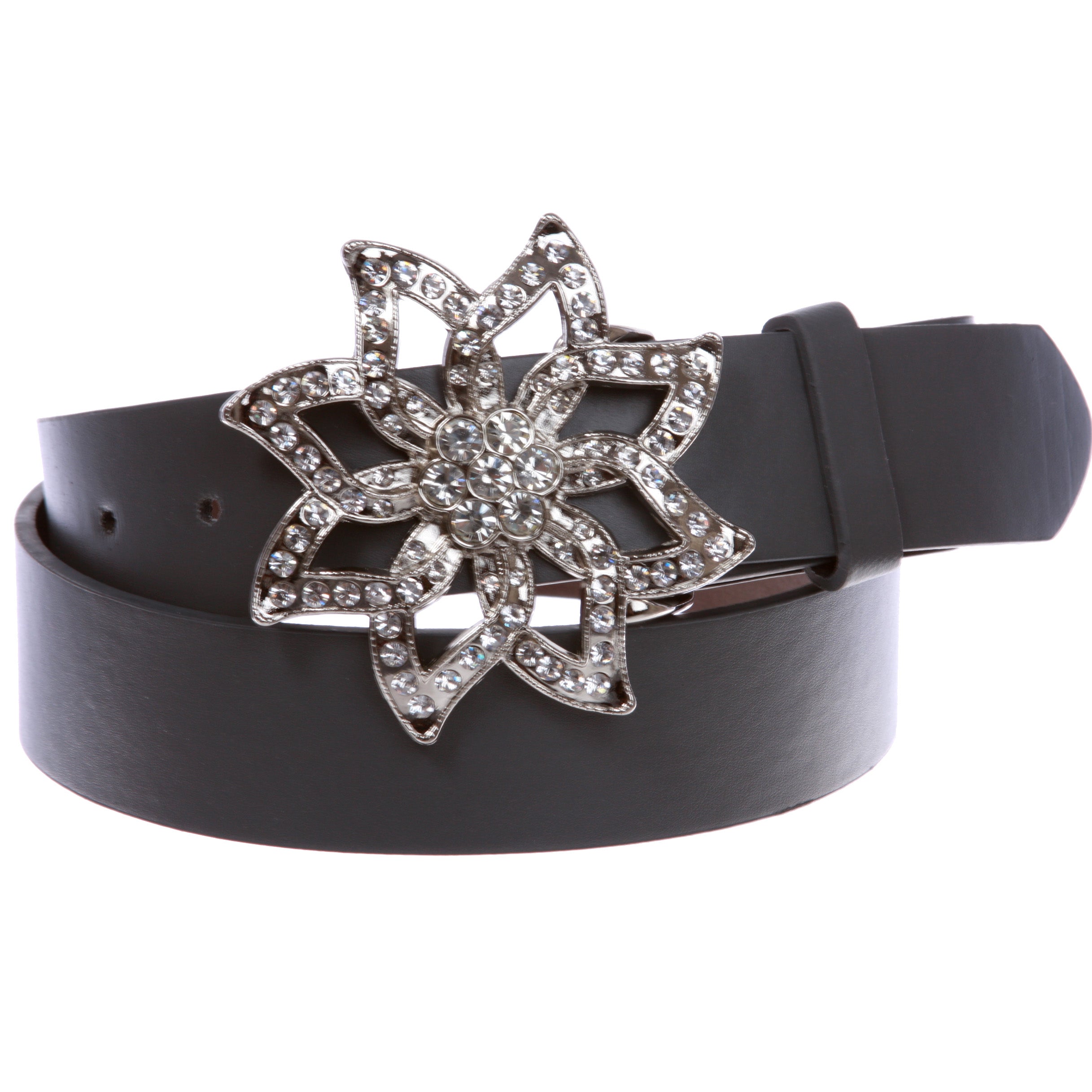 1 1/2" Women's Snap On Rhinestone Floral Fashion Belt Multi-Color Options - OnlineBelts