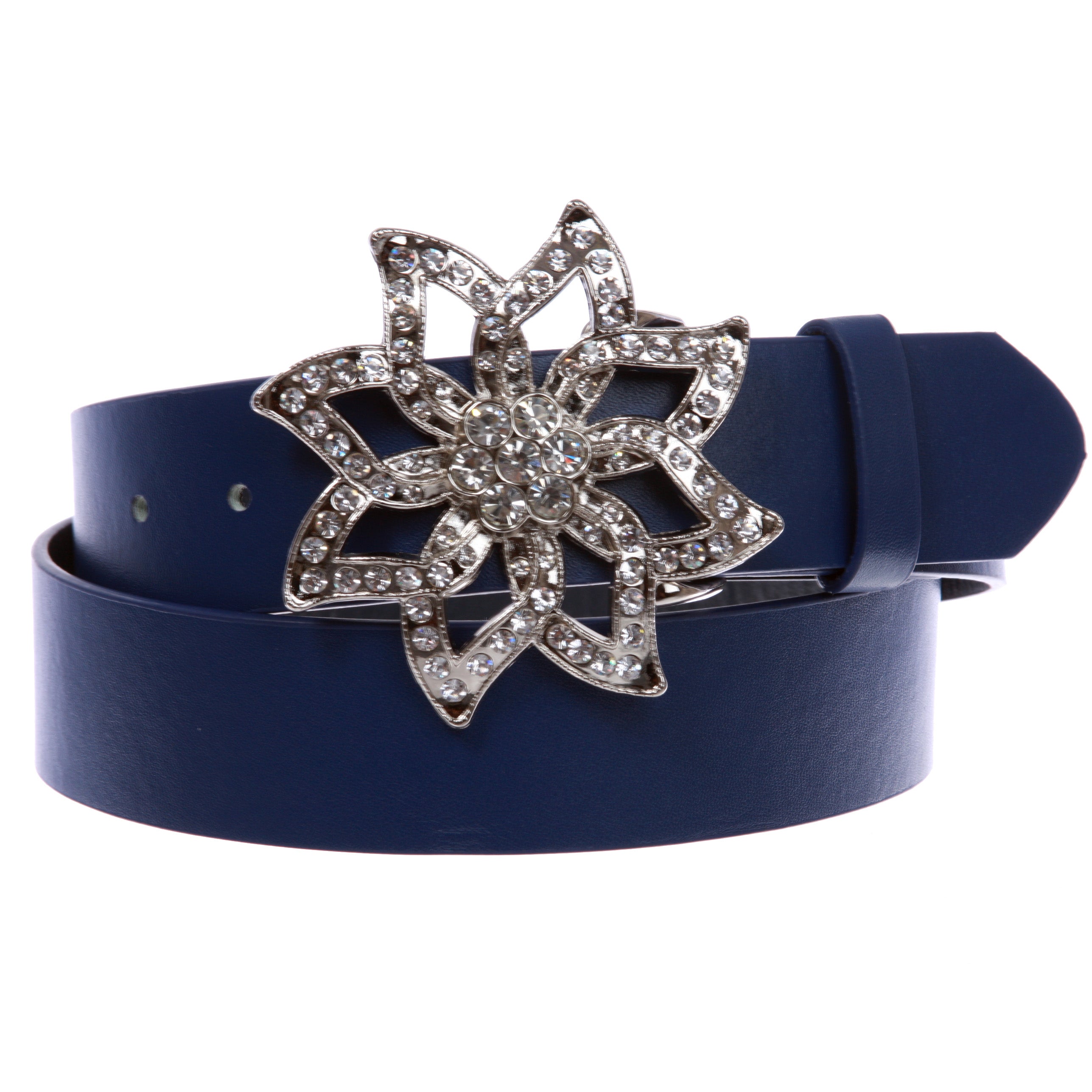 1 1/2" Women's Snap On Rhinestone Floral Fashion Belt Multi-Color Options - OnlineBelts