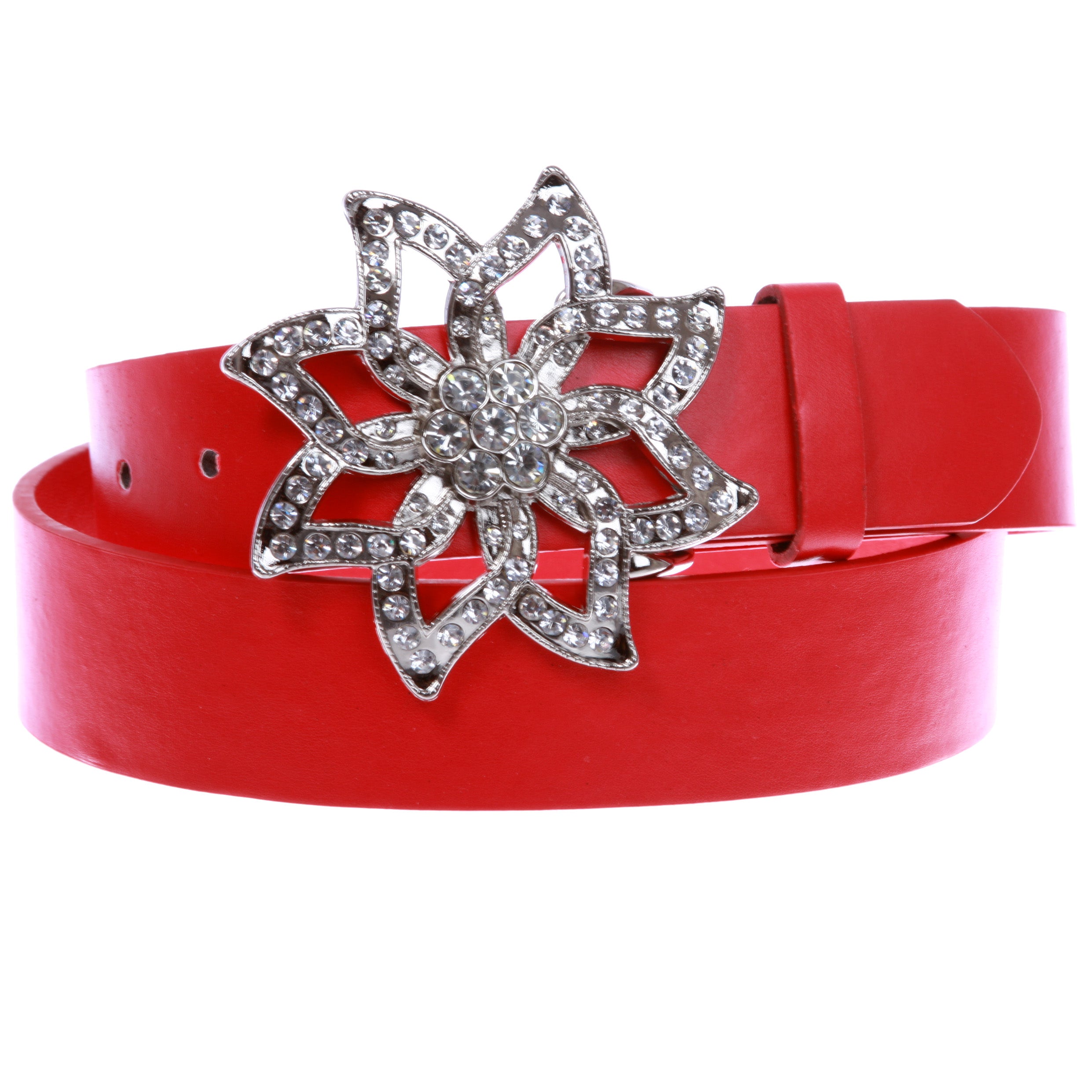 1 1/2" Women's Snap On Rhinestone Floral Fashion Belt Multi-Color Options - OnlineBelts