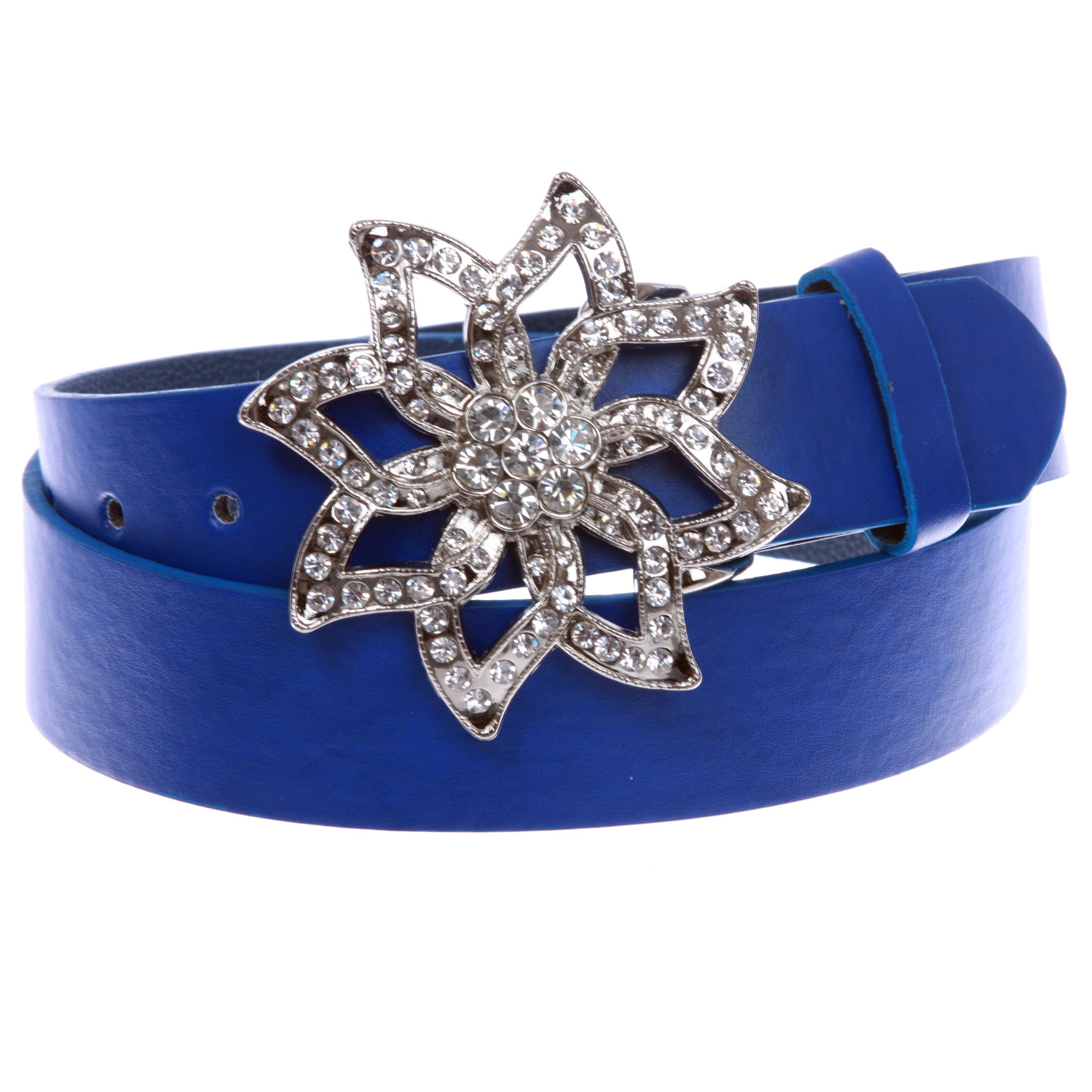 1 1/2" Women's Snap On Rhinestone Floral Fashion Belt Multi-Color Options - OnlineBelts