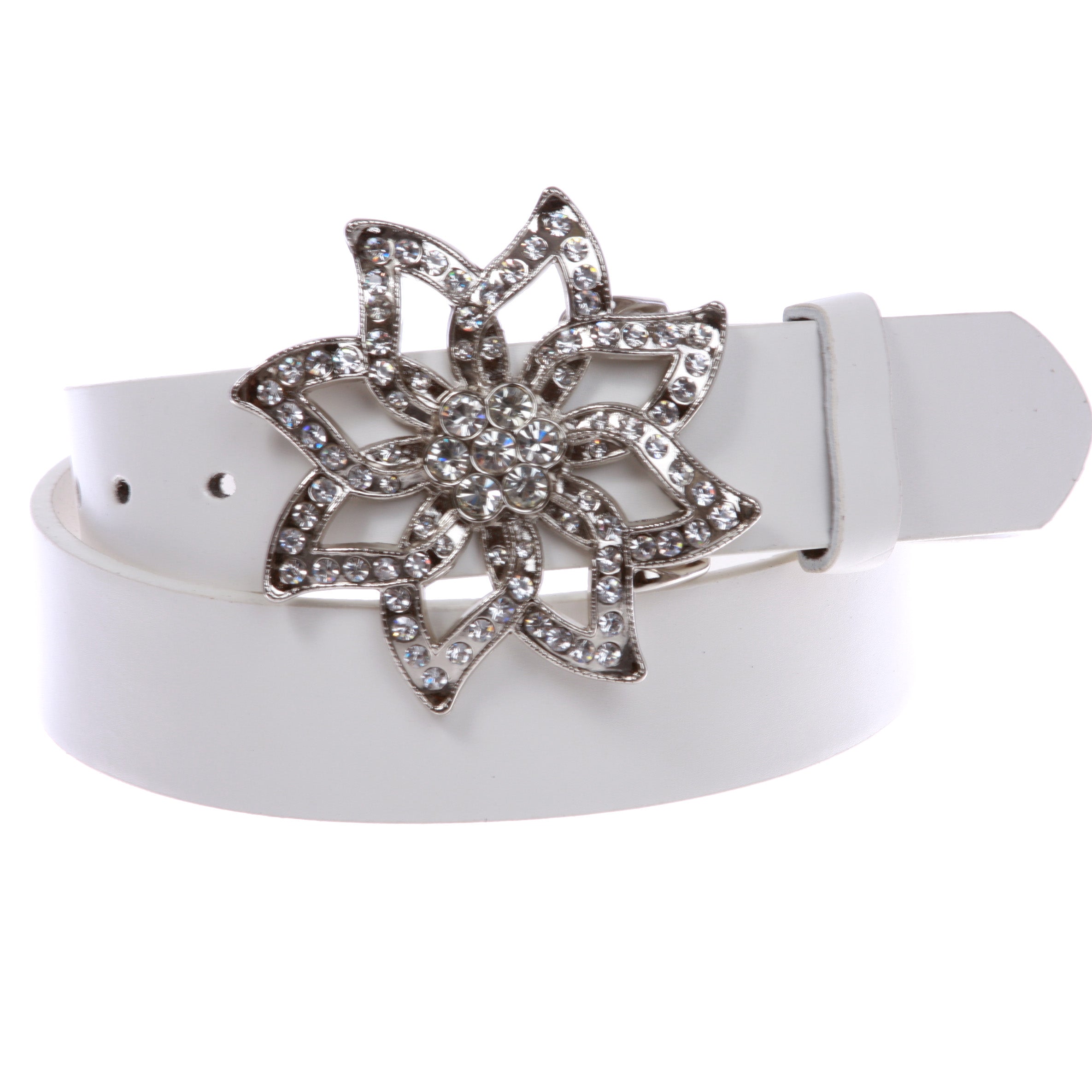 1 1/2" Women's Snap On Rhinestone Floral Fashion Belt Multi-Color Options - OnlineBelts