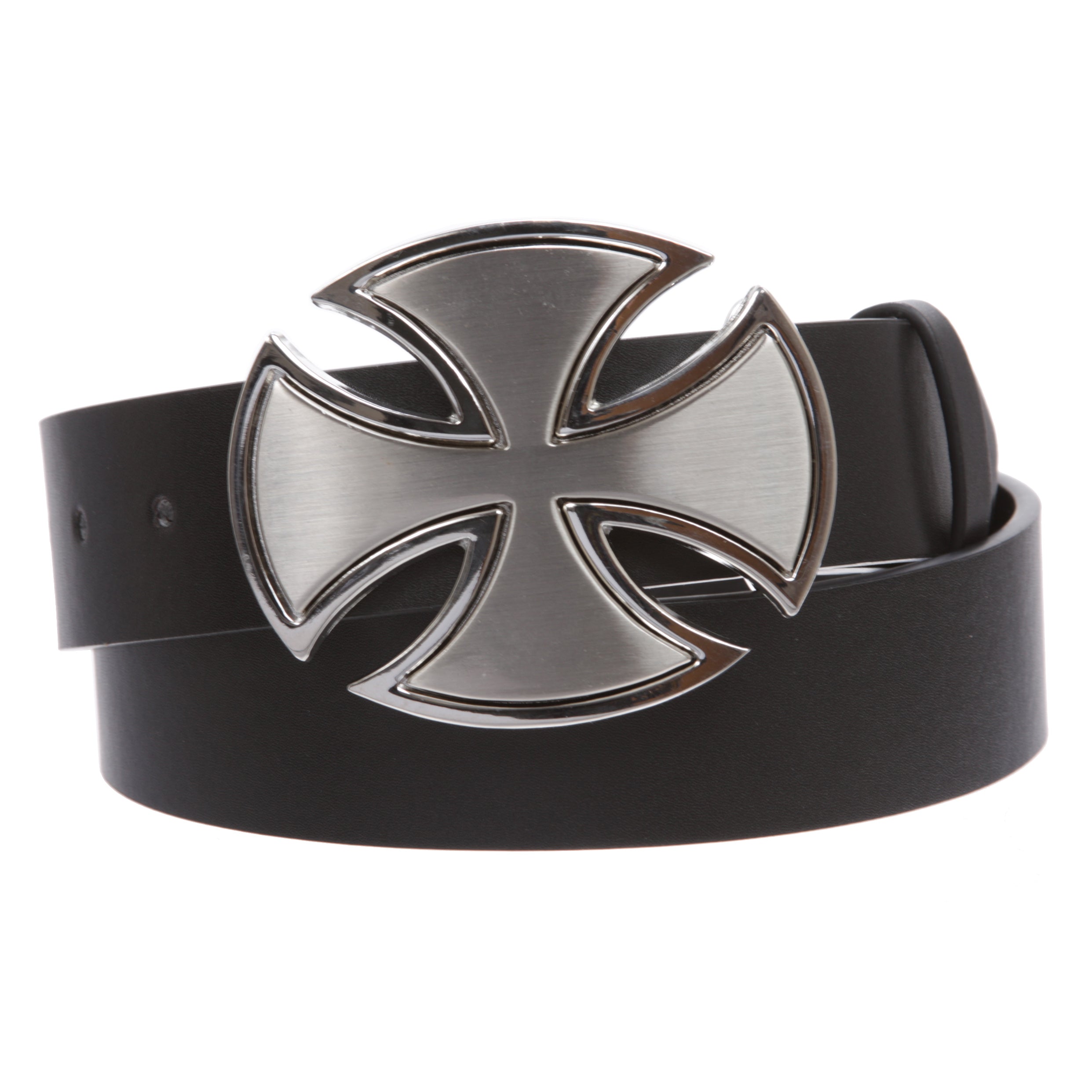 1 1/2" Snap On Celtic Maltese Cross Buckle With Plain Leather Belt - OnlineBelts