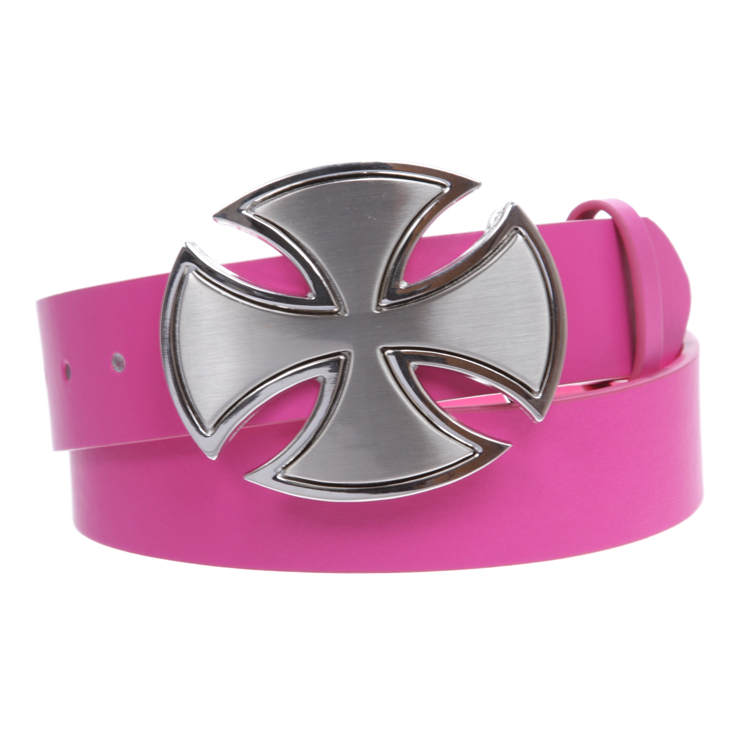 1 1/2" Snap On Celtic Maltese Cross Buckle With Plain Leather Belt - OnlineBelts