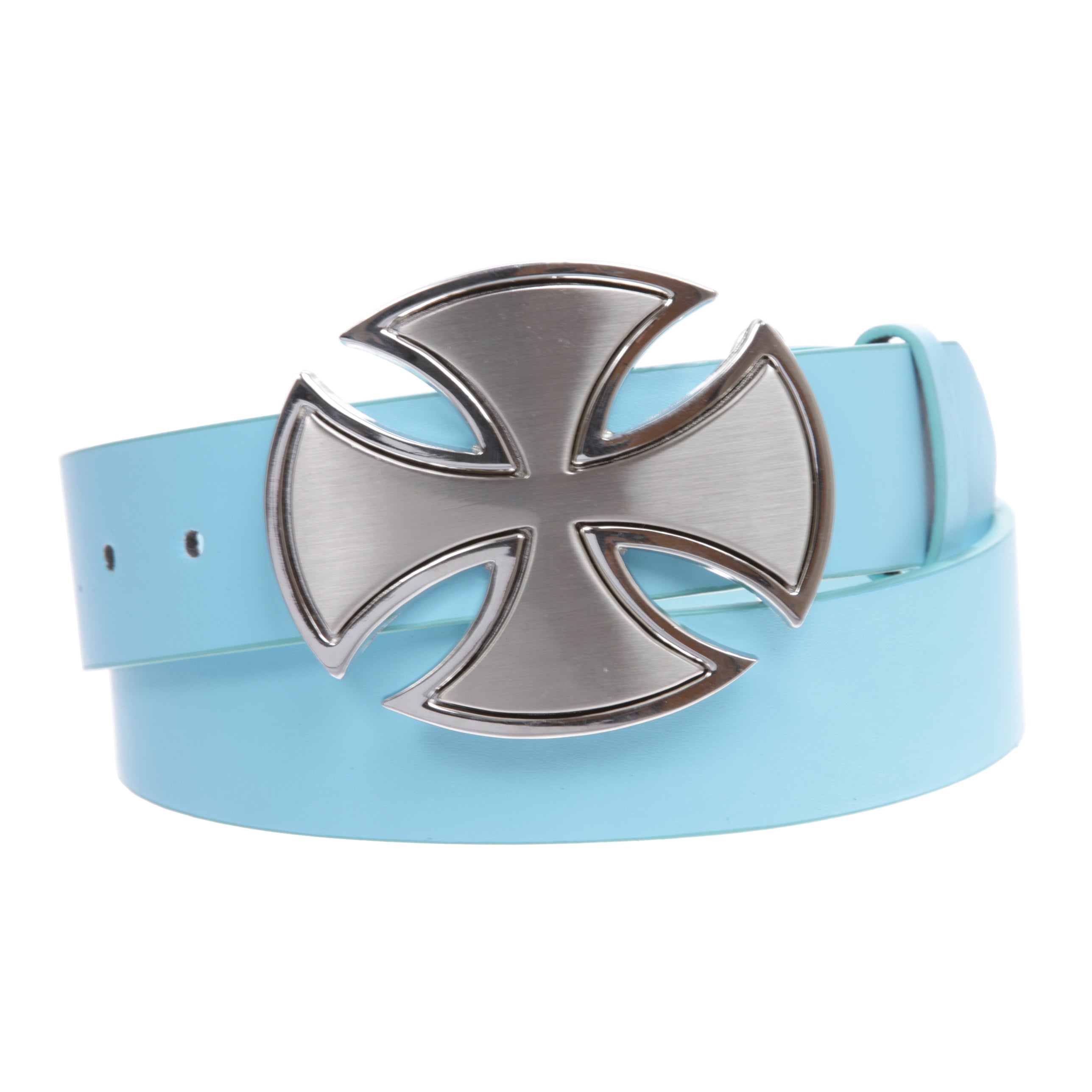 1 1/2" Snap On Celtic Maltese Cross Buckle With Plain Leather Belt - OnlineBelts