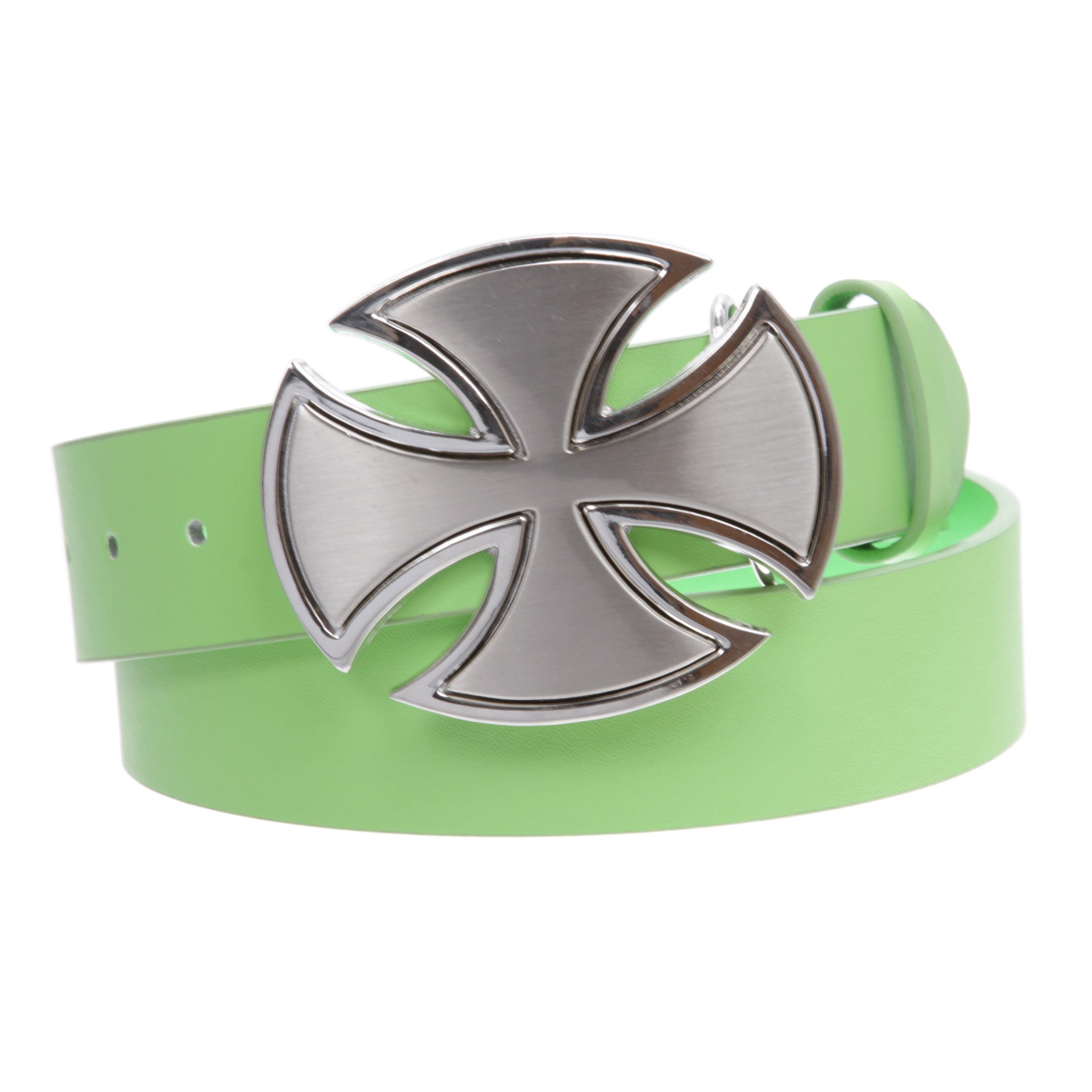 1 1/2" Snap On Celtic Maltese Cross Buckle With Plain Leather Belt - OnlineBelts