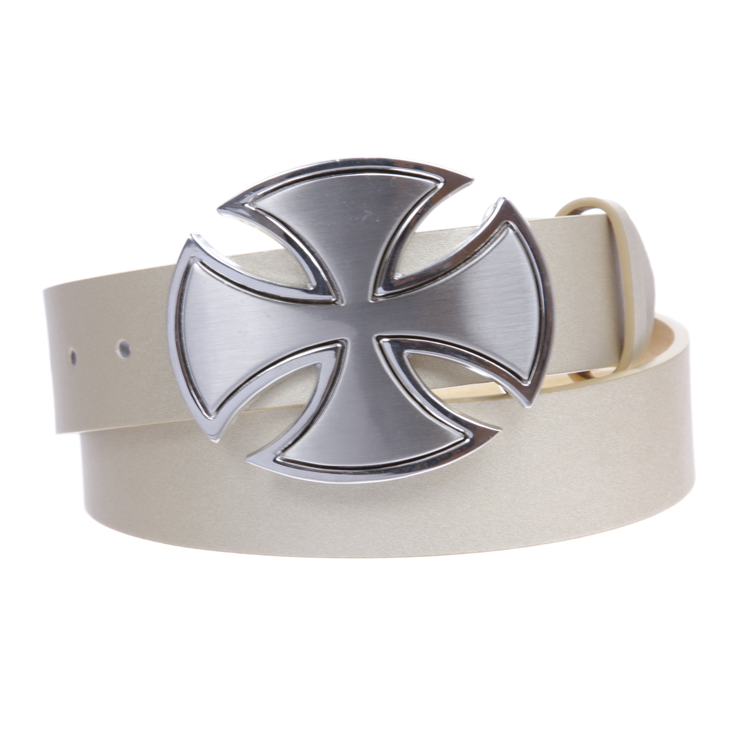 1 1/2" Snap On Celtic Maltese Cross Buckle With Plain Leather Belt - OnlineBelts