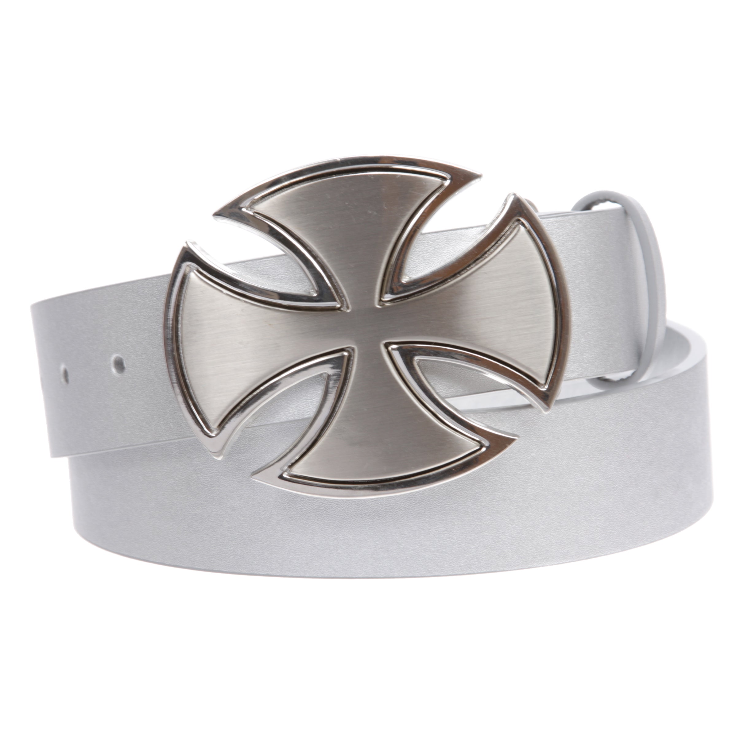 1 1/2" Snap On Celtic Maltese Cross Buckle With Plain Leather Belt - OnlineBelts