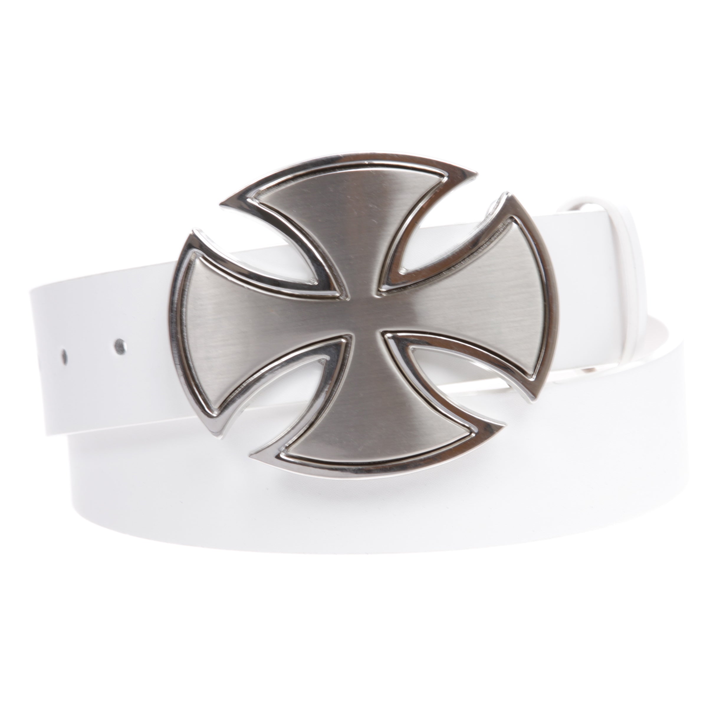 1 1/2" Snap On Celtic Maltese Cross Buckle With Plain Leather Belt - OnlineBelts