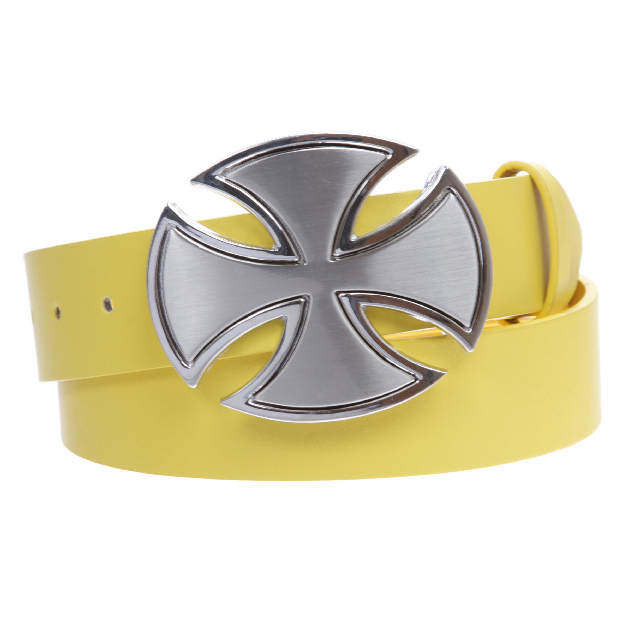 1 1/2" Snap On Celtic Maltese Cross Buckle With Plain Leather Belt - OnlineBelts