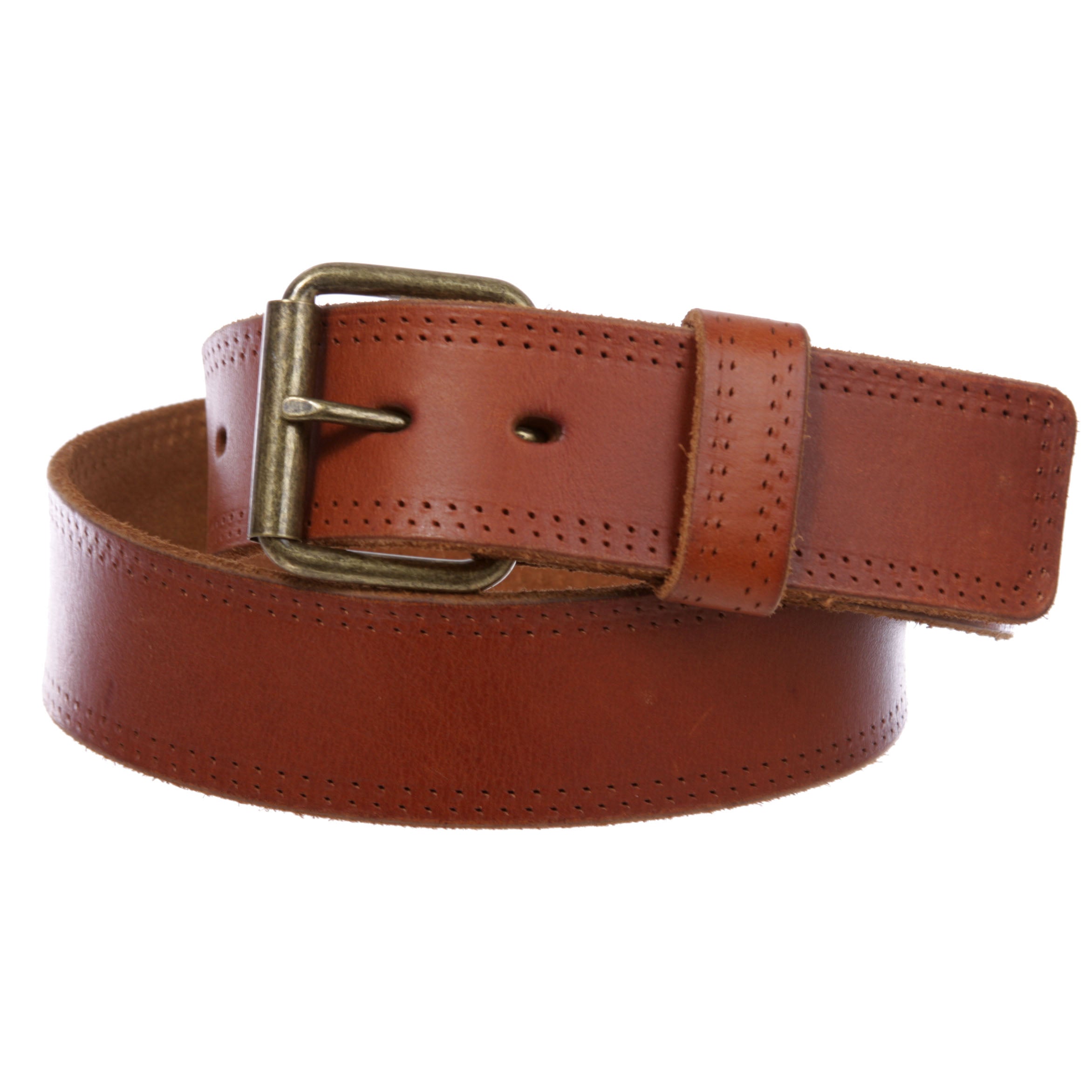 1 3/4" Snap on Classic Vintage Cowhide Thick Leather Casual Jean Belt - OnlineBelts