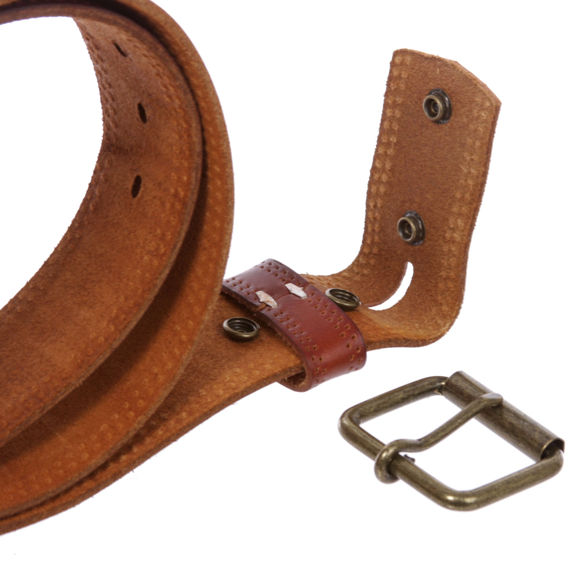 1 3/4" Snap on Classic Vintage Cowhide Thick Leather Casual Jean Belt - OnlineBelts