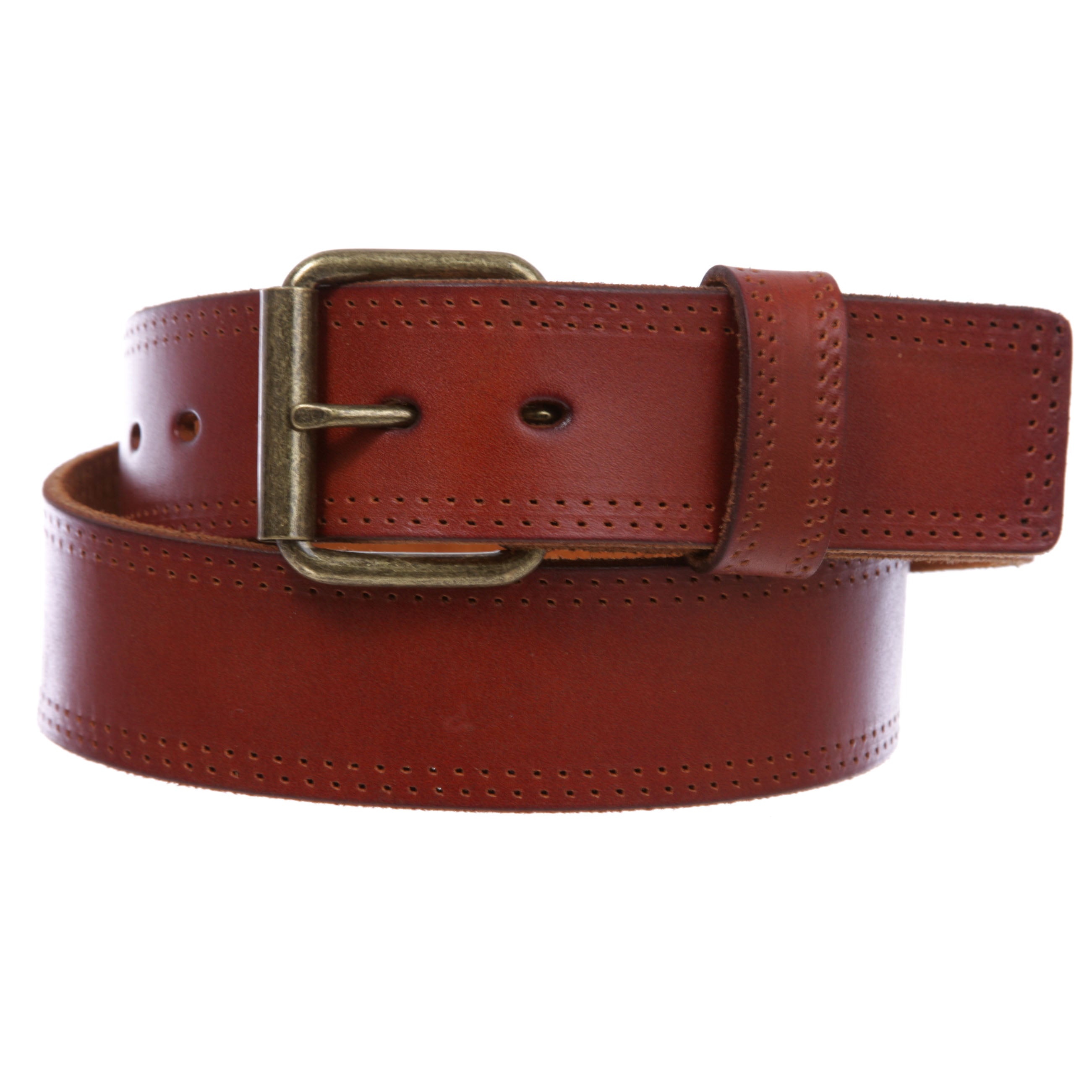 1 3/4" Snap on Classic Vintage Cowhide Thick Leather Casual Jean Belt - OnlineBelts