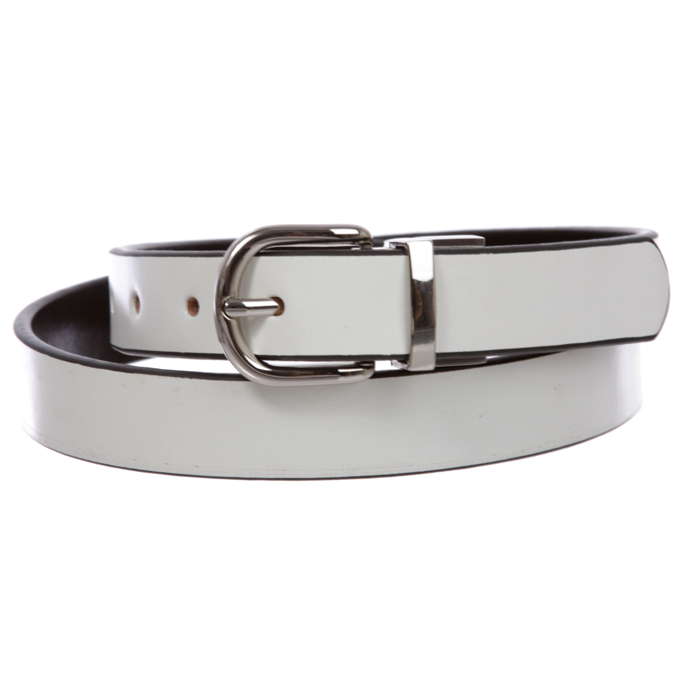 Women's Skinny Horse Shoe Reversible Leather Dress Belt - OnlineBelts