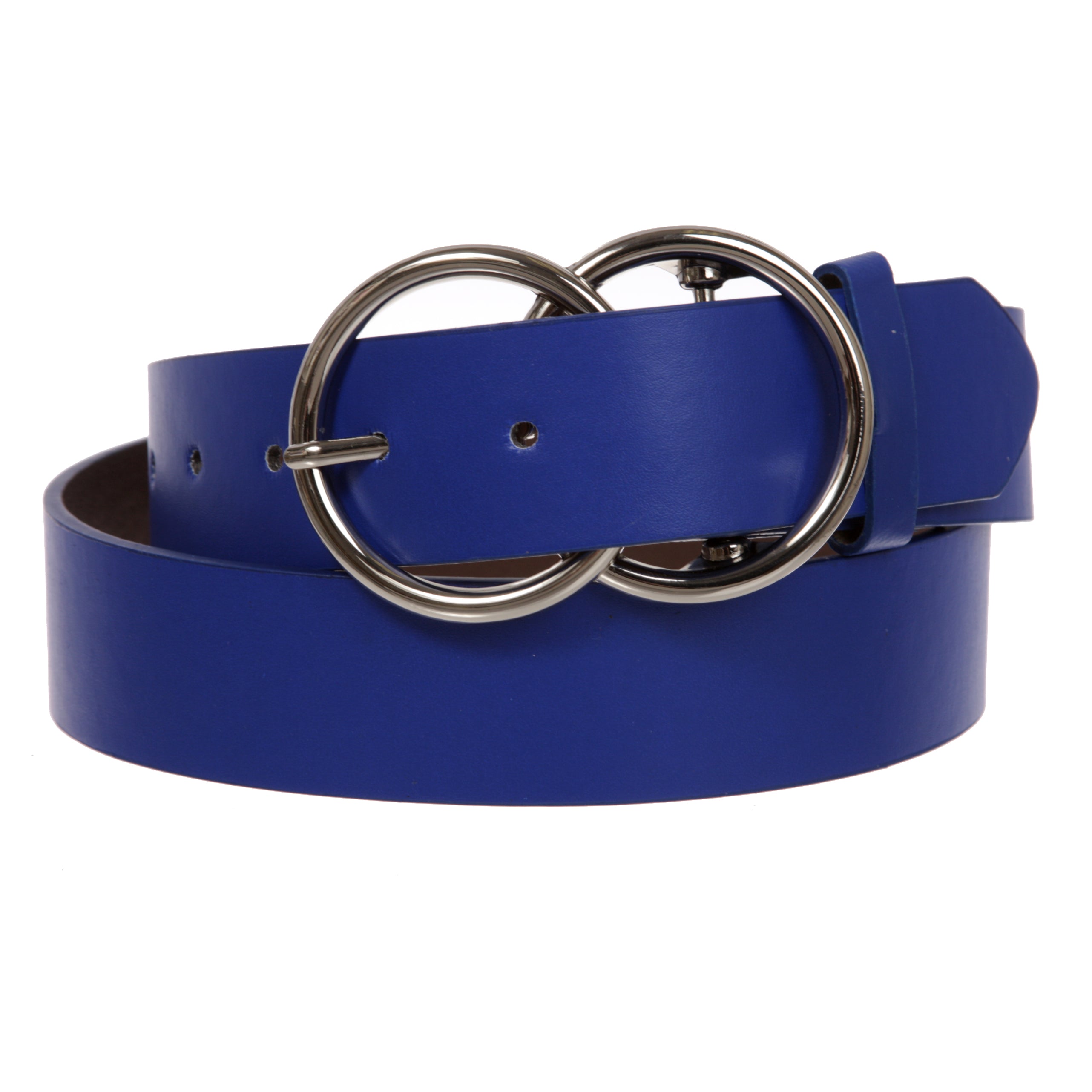 1 1/2" Snap On Round Double Circle O-Ring Buckle With Leather Belt - OnlineBelts