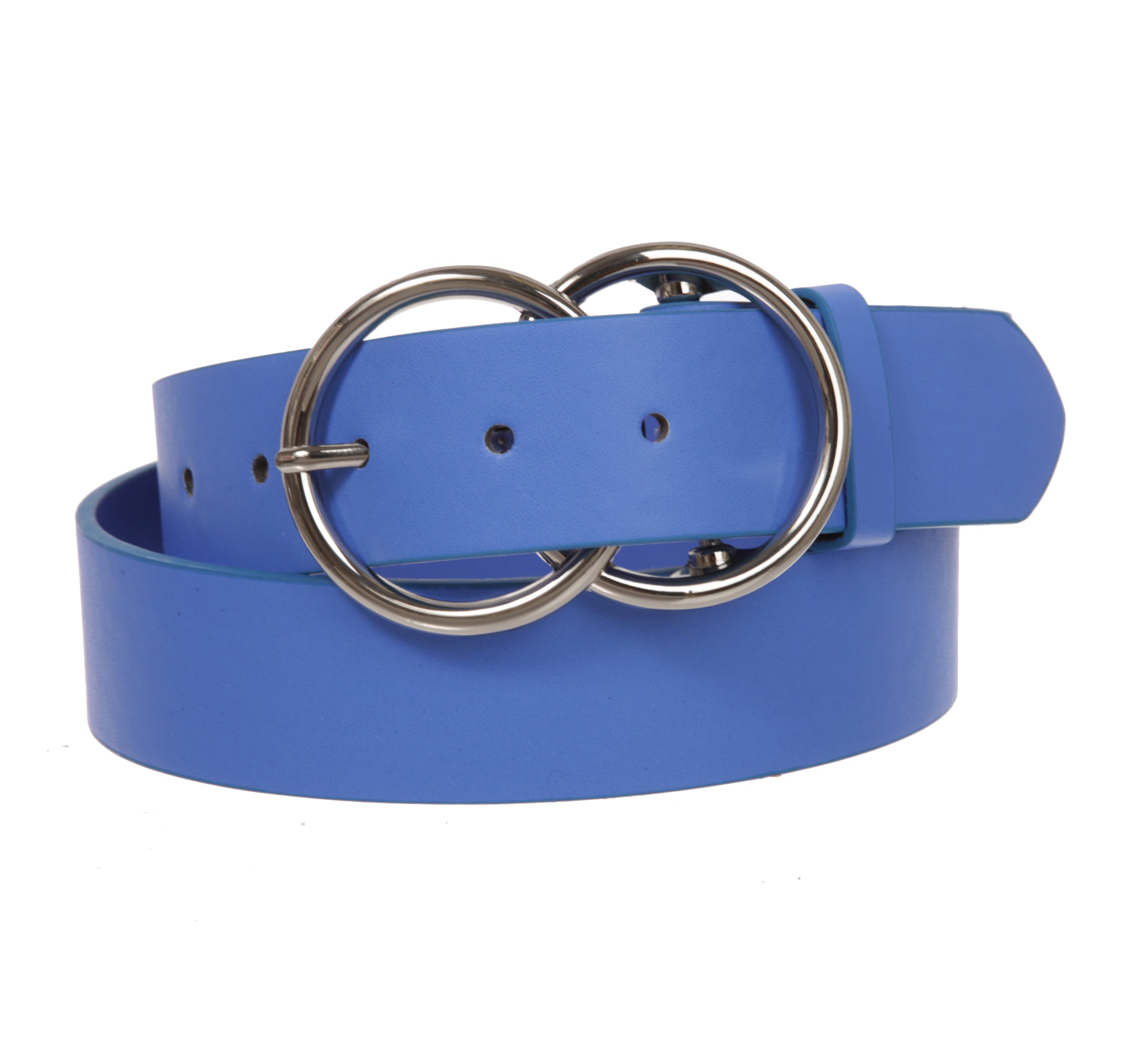 1 1/2" Snap On Round Double Circle O-Ring Buckle With Leather Belt - OnlineBelts