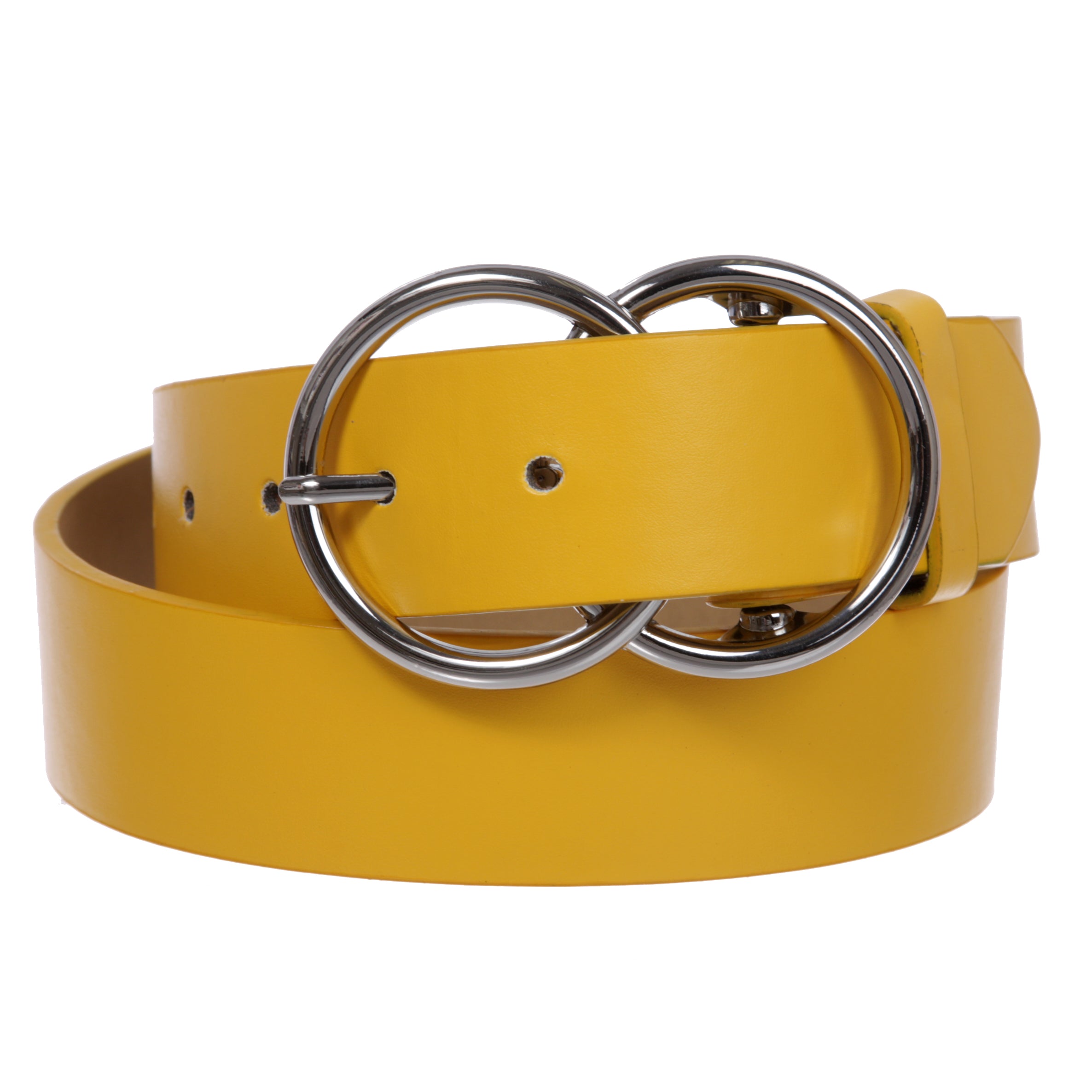 1 1/2" Snap On Round Double Circle O-Ring Buckle With Leather Belt - OnlineBelts