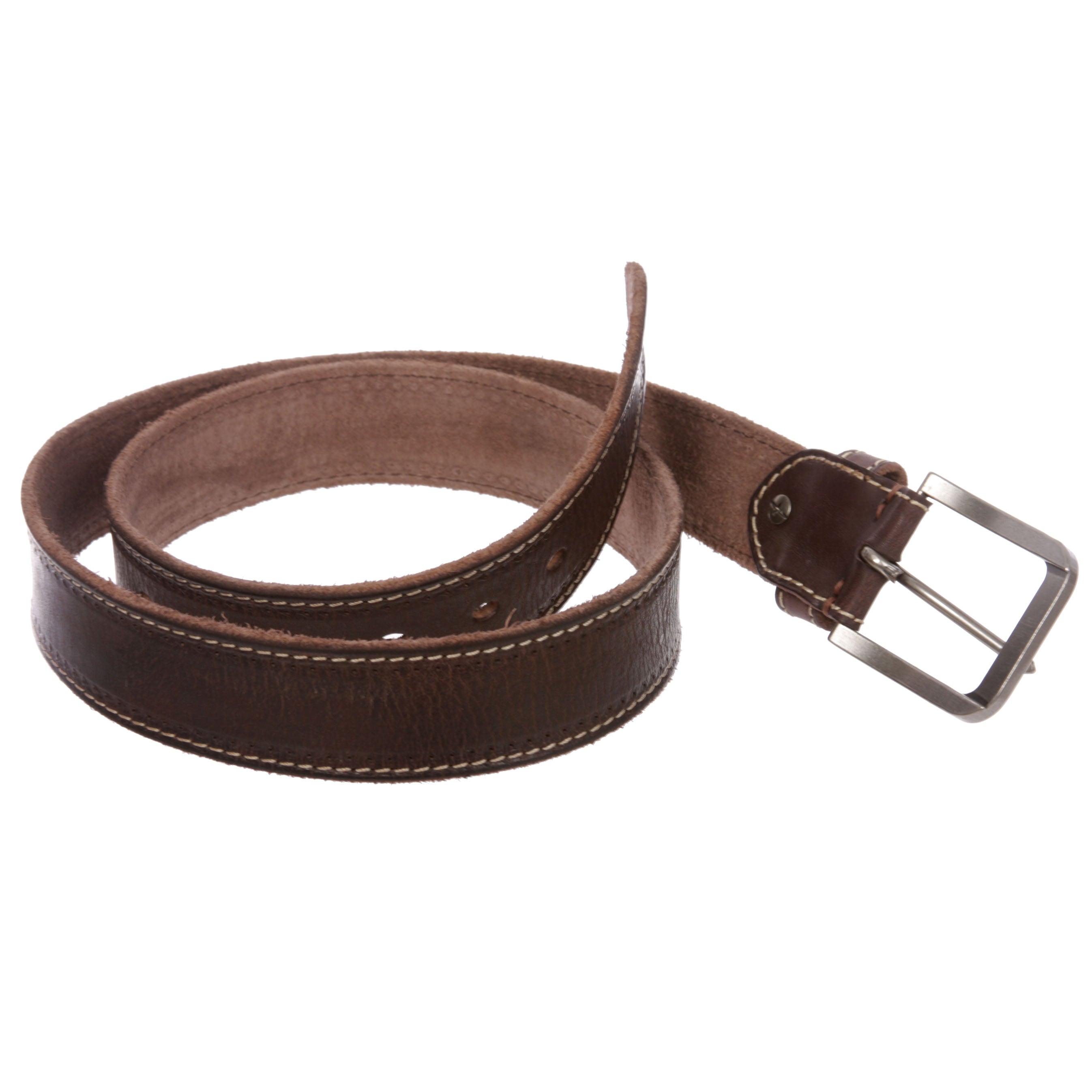 Men's Stitch Edged Vintage Cowhide Thick Leather Casual Jean Belt - OnlineBelts