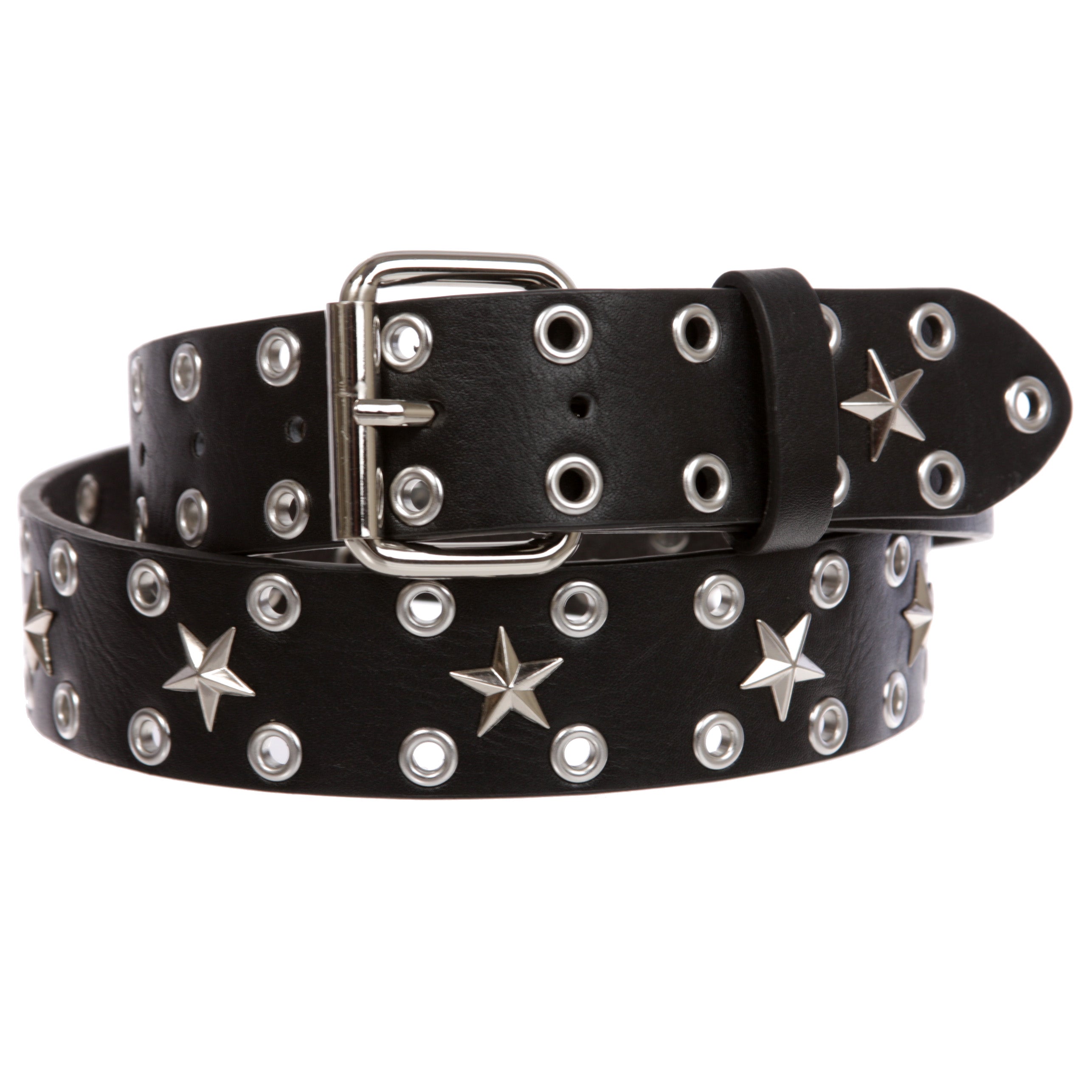 Silver Star Grommets Studded Leather Jean Belt - OnlineBelts