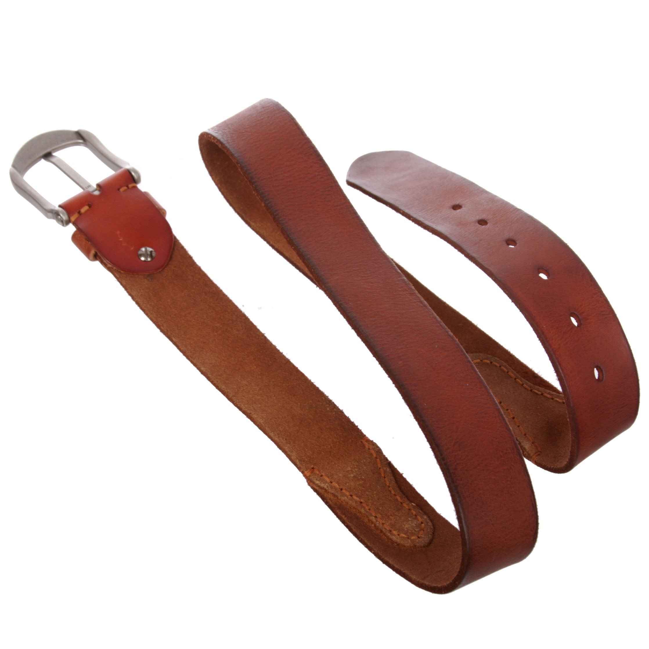 Men's Harness Stitch Linked Vintage Full Grain Thick Leather Casual Jean Belt - OnlineBelts