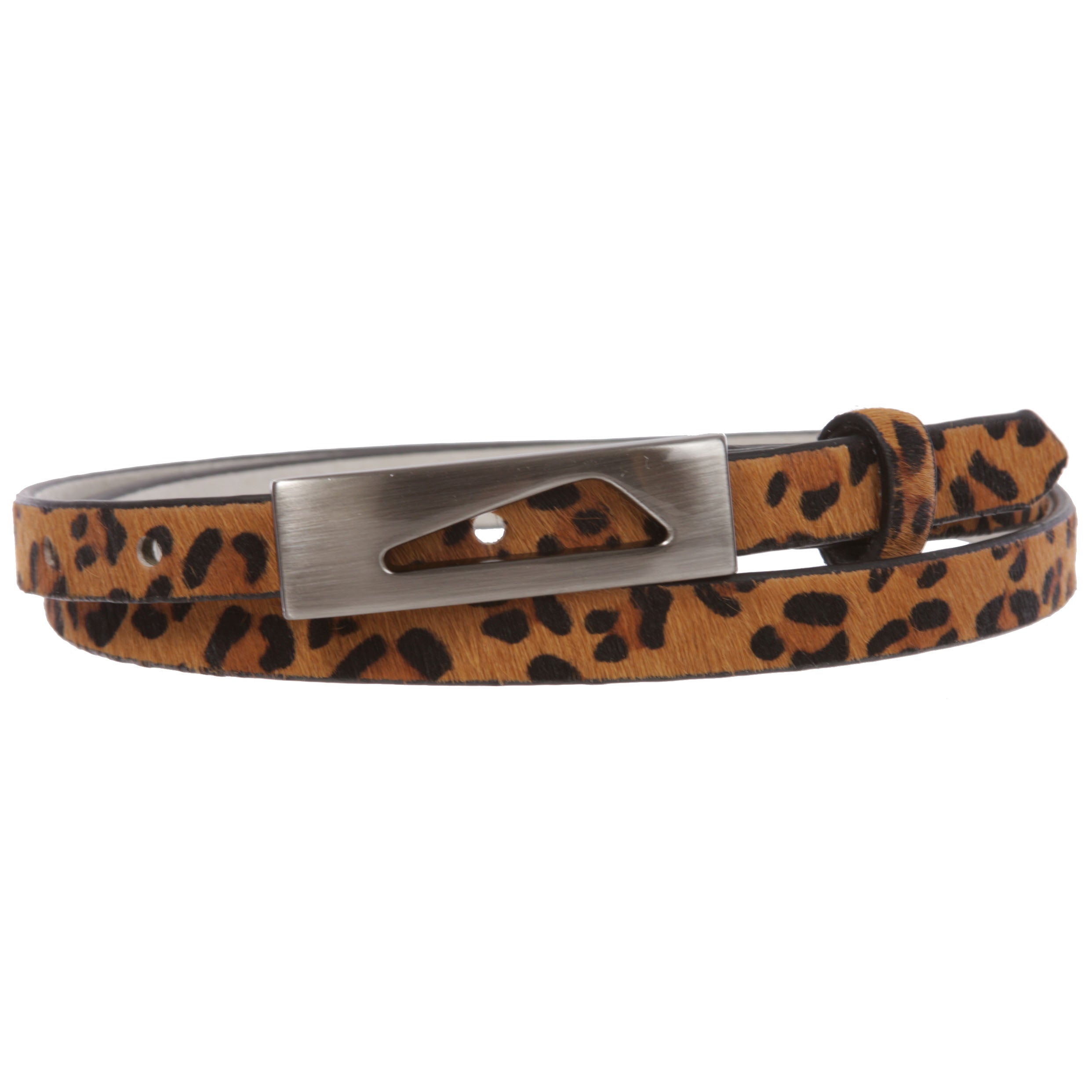 Women's 1/2"(15mm) Women's Snap On Faux Leopard Animal Fur Skinny Non Leather Belt