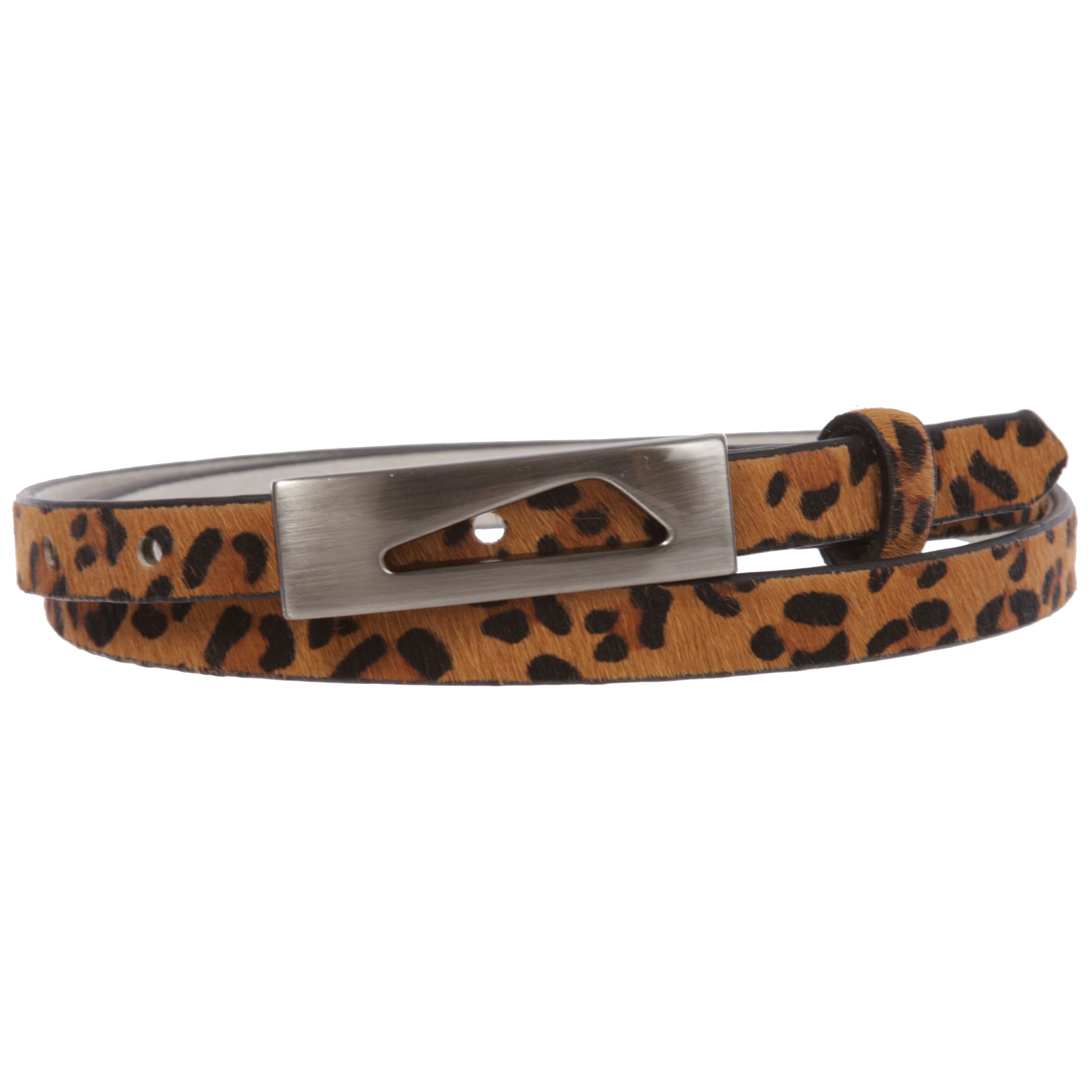 Women's 1/2"(15mm) Women's Snap On Faux Leopard Animal Fur Skinny Non Leather Belt - OnlineBelts