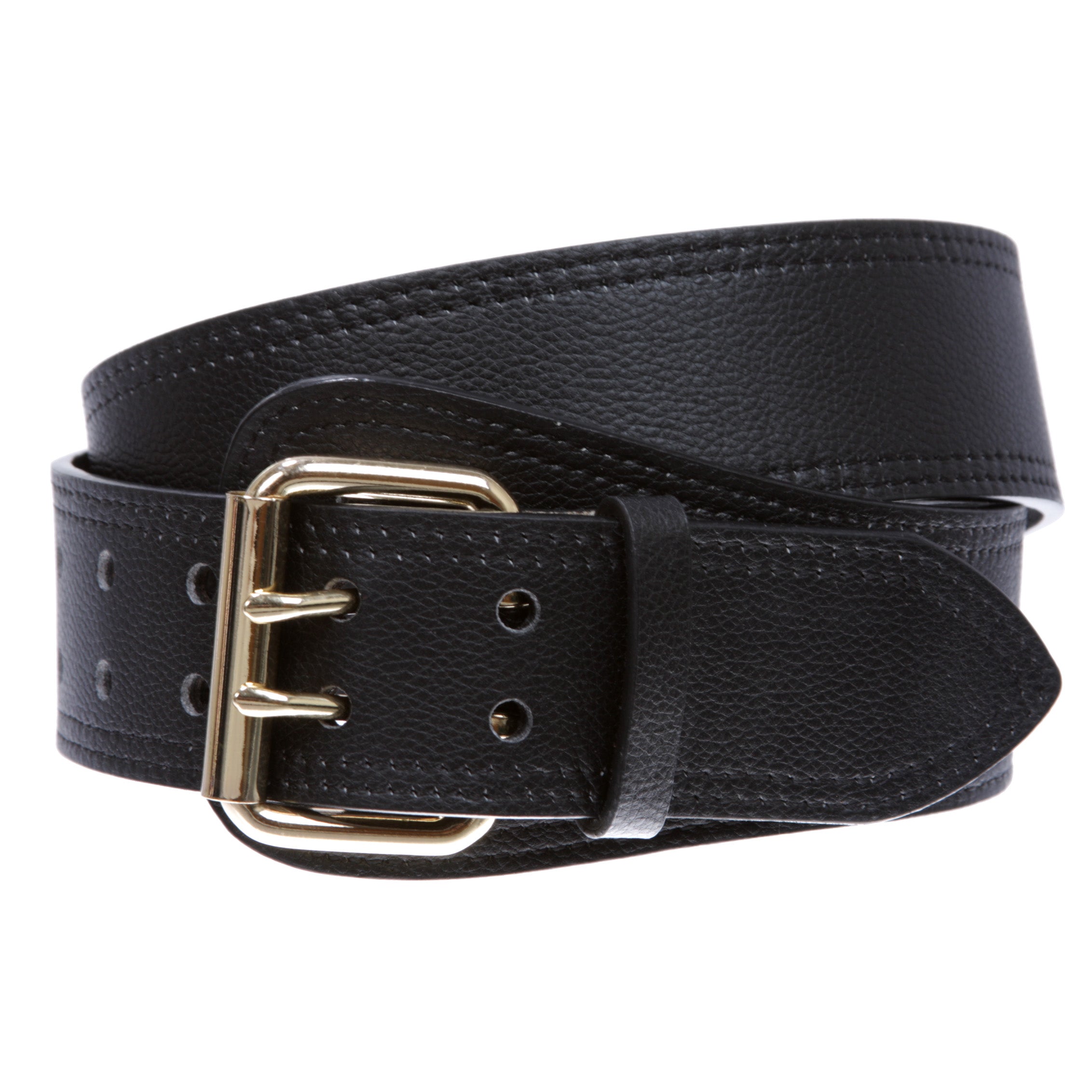 Women's Litchi Veined Double Stitch Double Hole Tapered Leather Belt - OnlineBelts