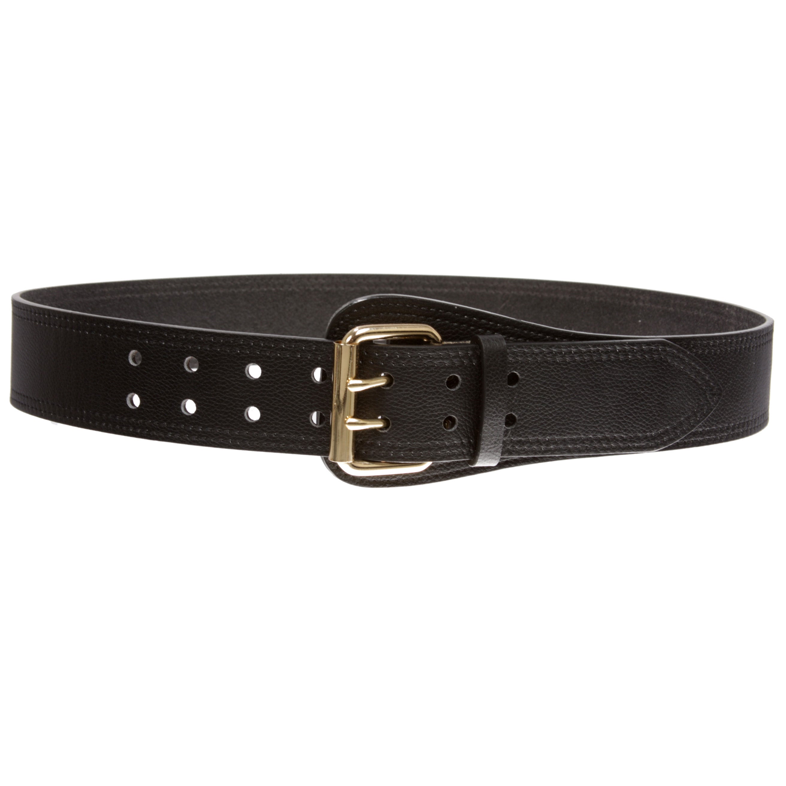 Women's Litchi Veined Double Stitch Double Hole Tapered Leather Belt - OnlineBelts