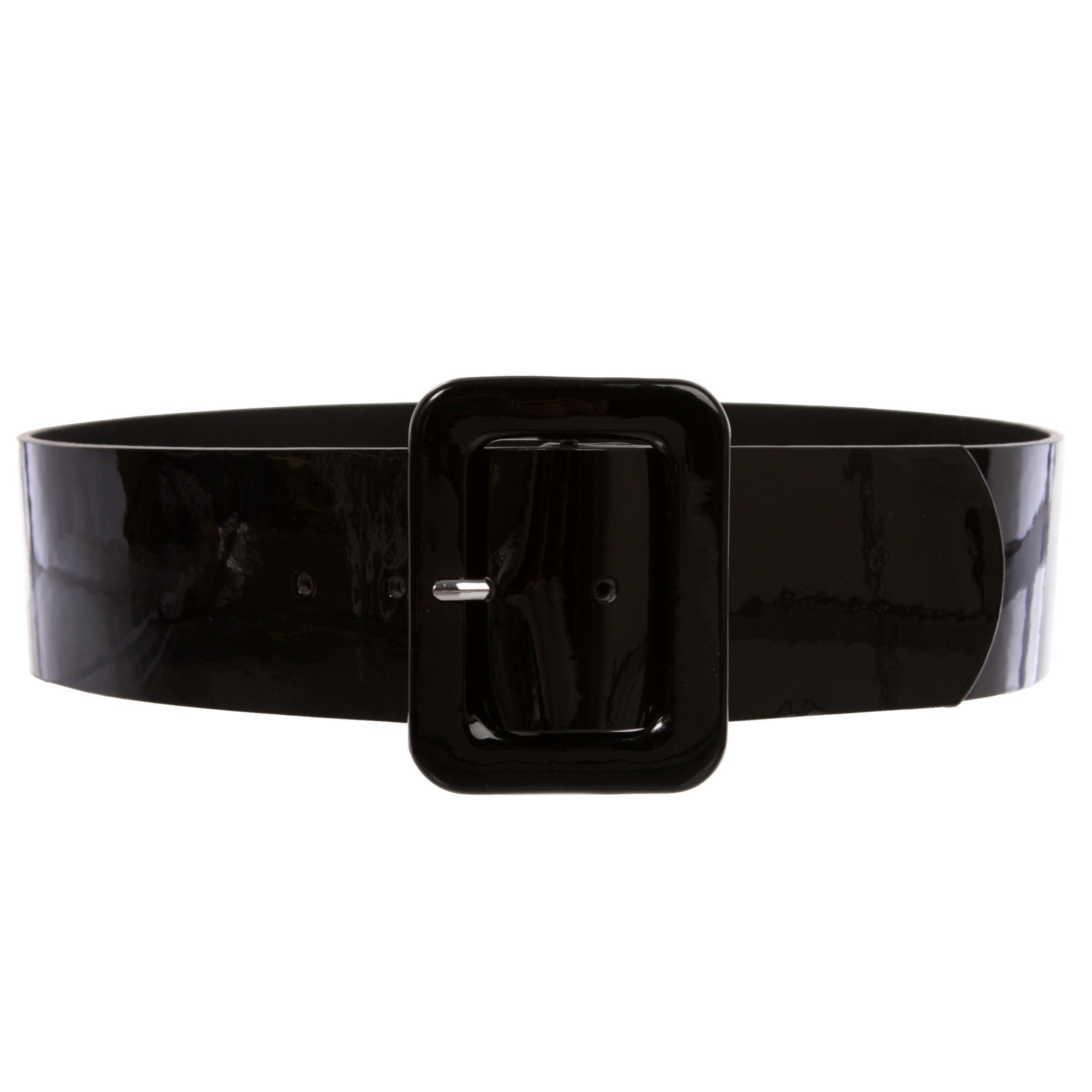 Women's 2 1/4" Wide High Waist Patent Rectangular Leatherette Square Belt - OnlineBelts