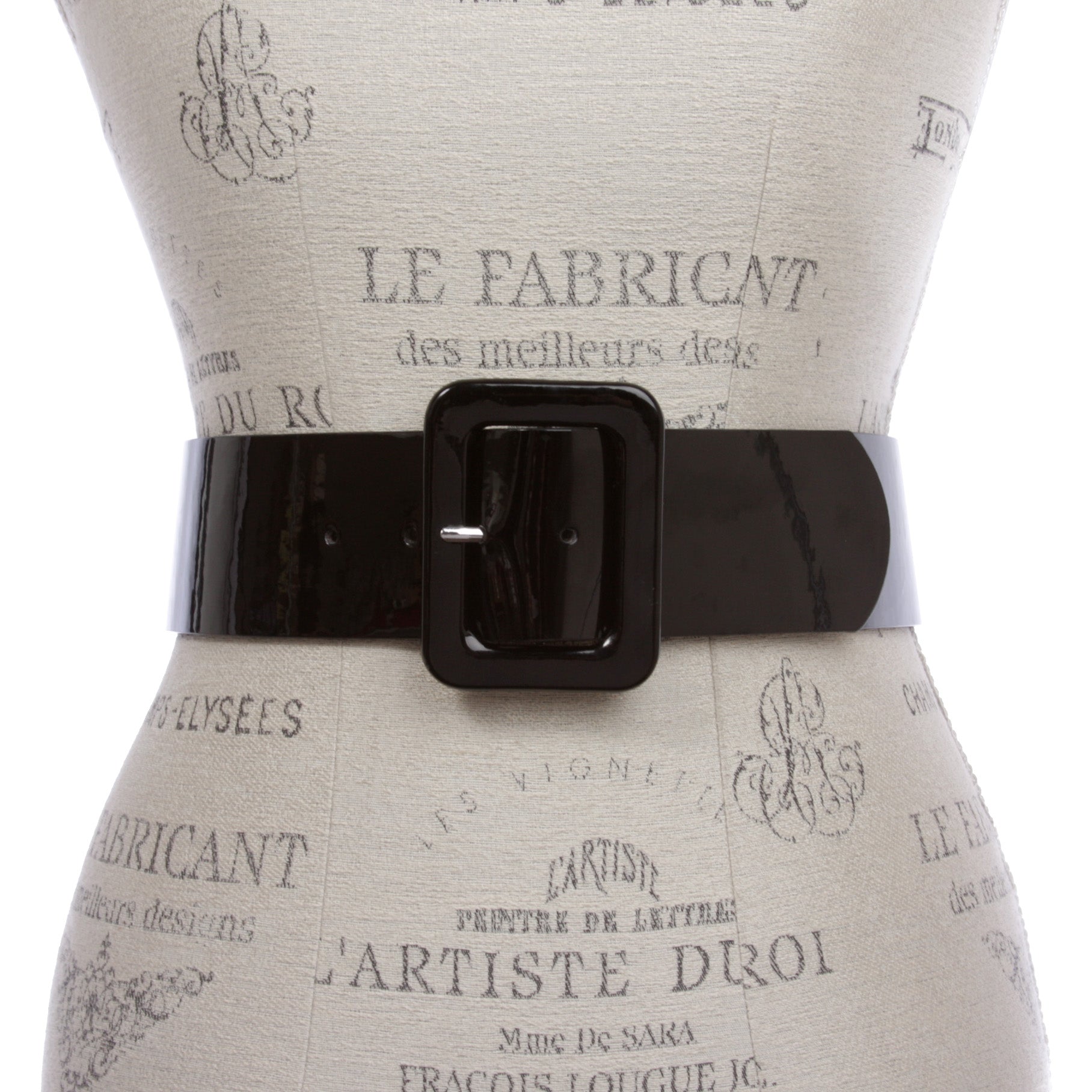 Women's 2 1/4" Wide High Waist Patent Rectangular Leatherette Square Belt - OnlineBelts