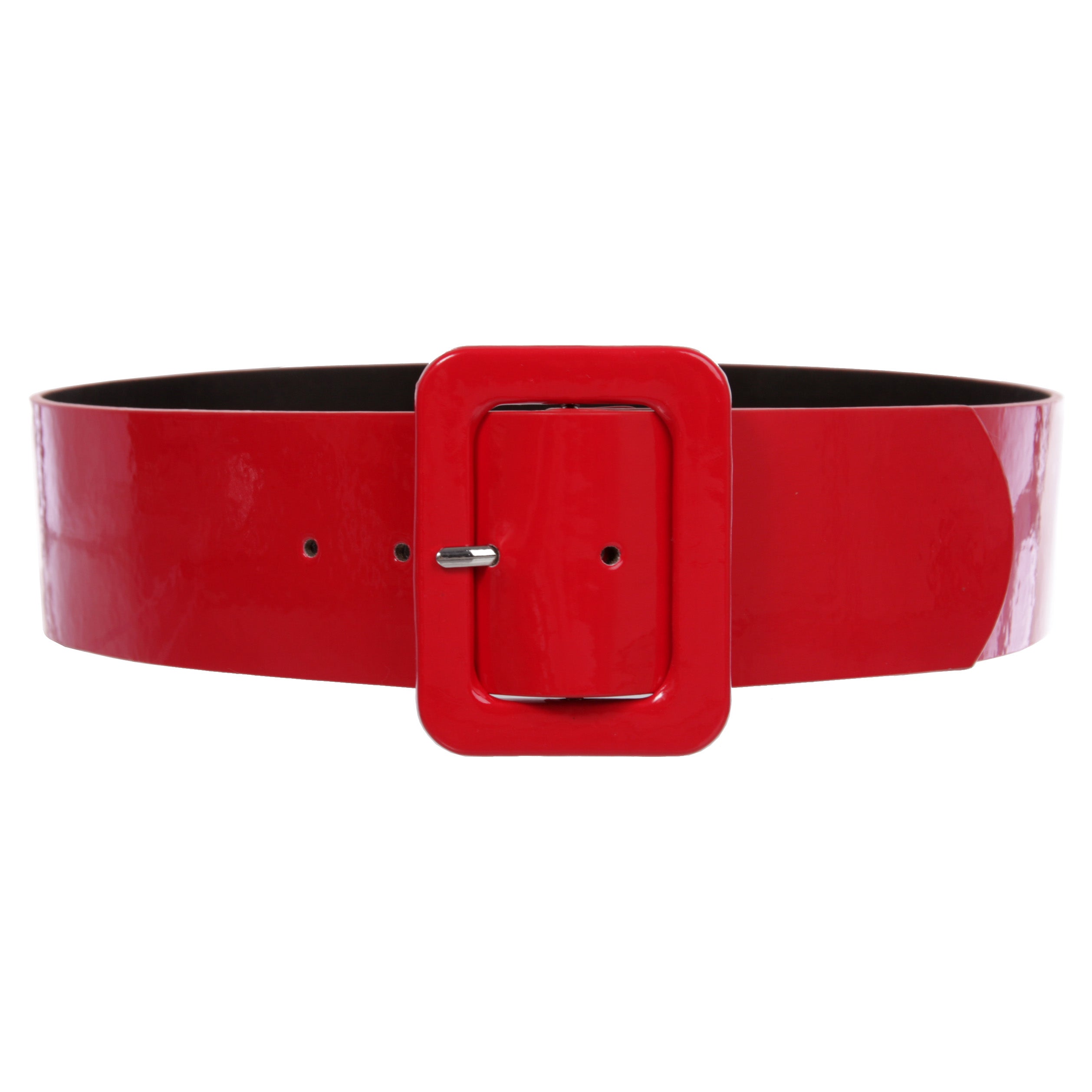 Women's 2 1/4" Wide High Waist Patent Rectangular Leatherette Square Belt - OnlineBelts