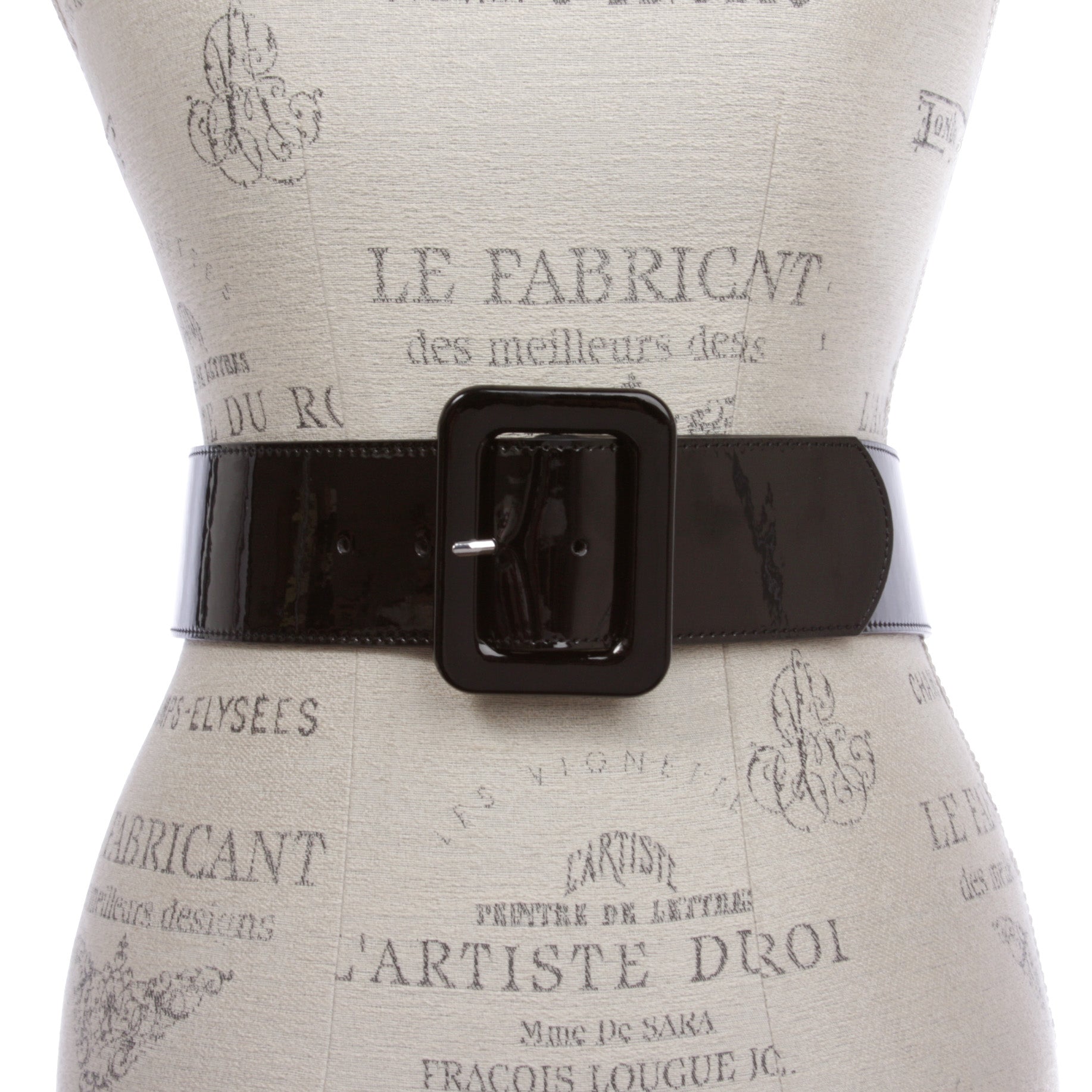 Women's 2 1/4" Wide High Waist Patent Rectangular Stitch-edged Leather Square Belt - OnlineBelts