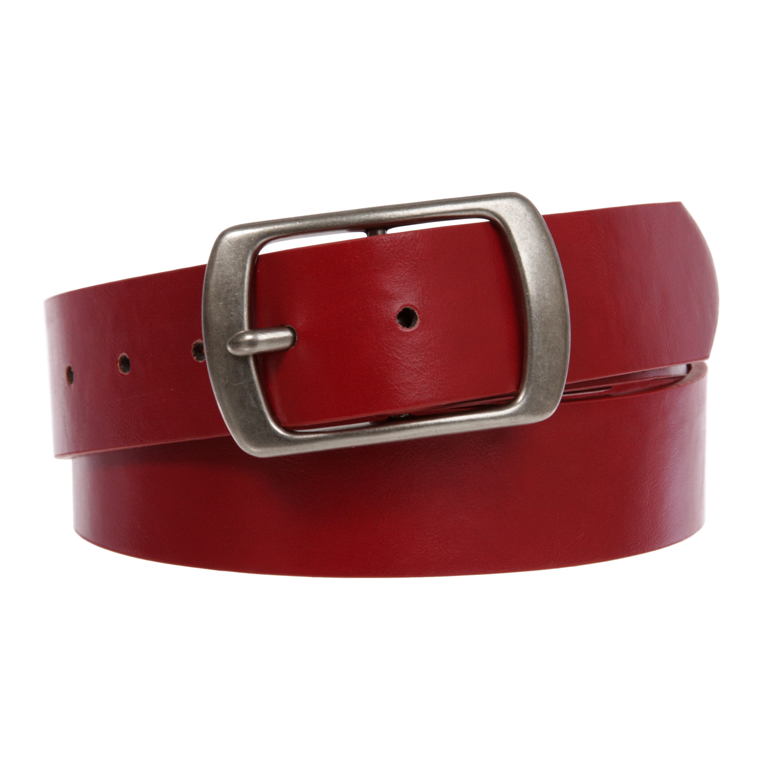Women Casual PU Leather Dress Belt With Square Single Prong Buckle - OnlineBelts