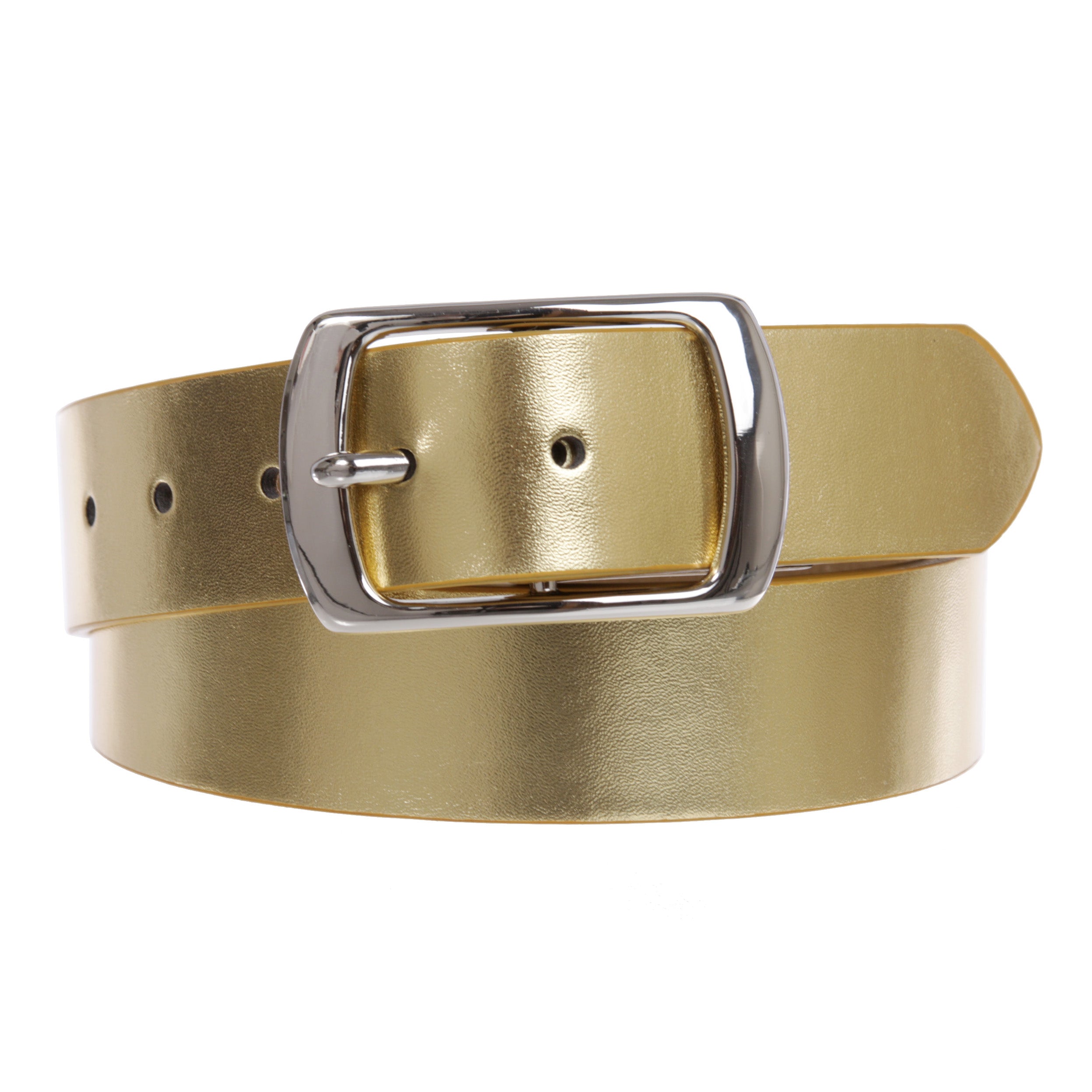 Women Casual PU Leather Dress Belt With Square Single Prong Buckle - OnlineBelts