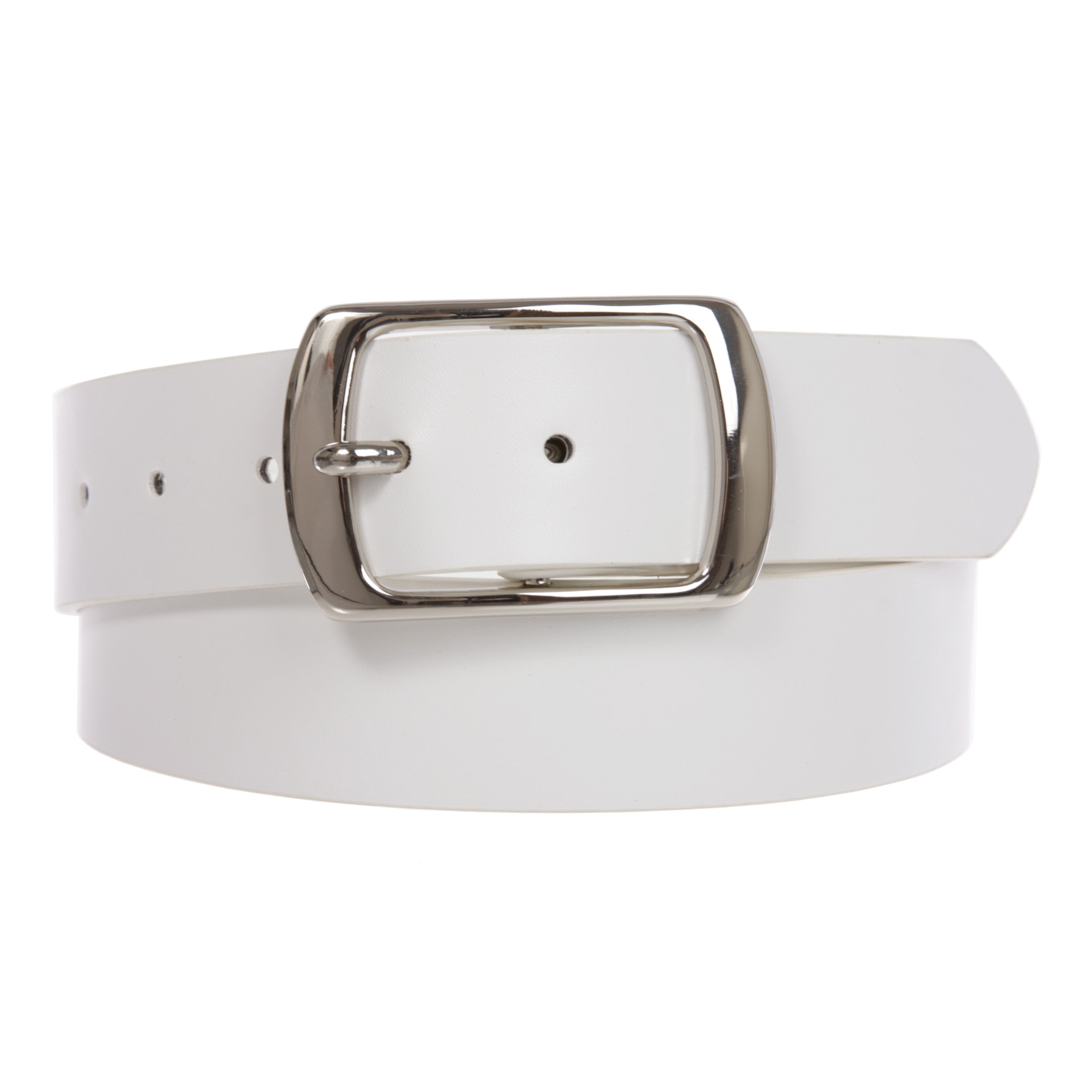 Women Casual PU Leather Dress Belt With Square Single Prong Buckle - OnlineBelts