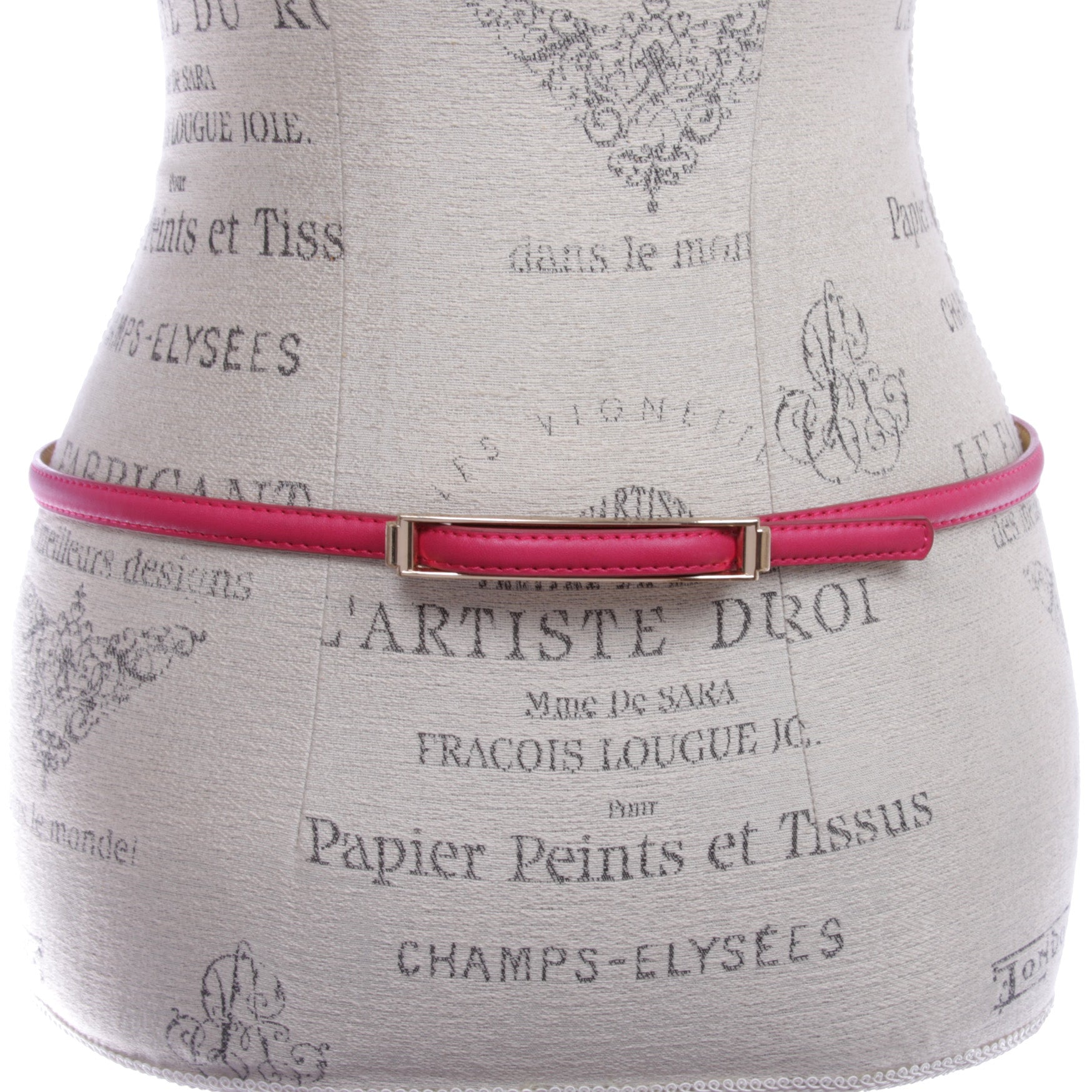 Womens Thin Belts Skinny Faux Leather Stitch Belt with Gold Tone Buckle - OnlineBelts