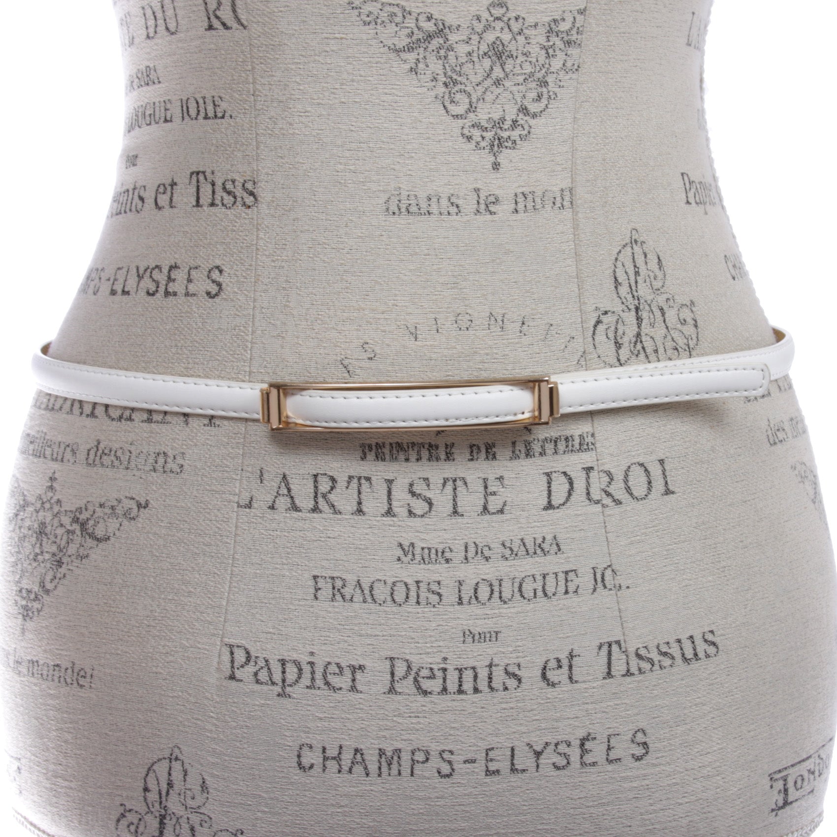 Womens Thin Belts Skinny Faux Leather Stitch Belt with Gold Tone Buckle - OnlineBelts